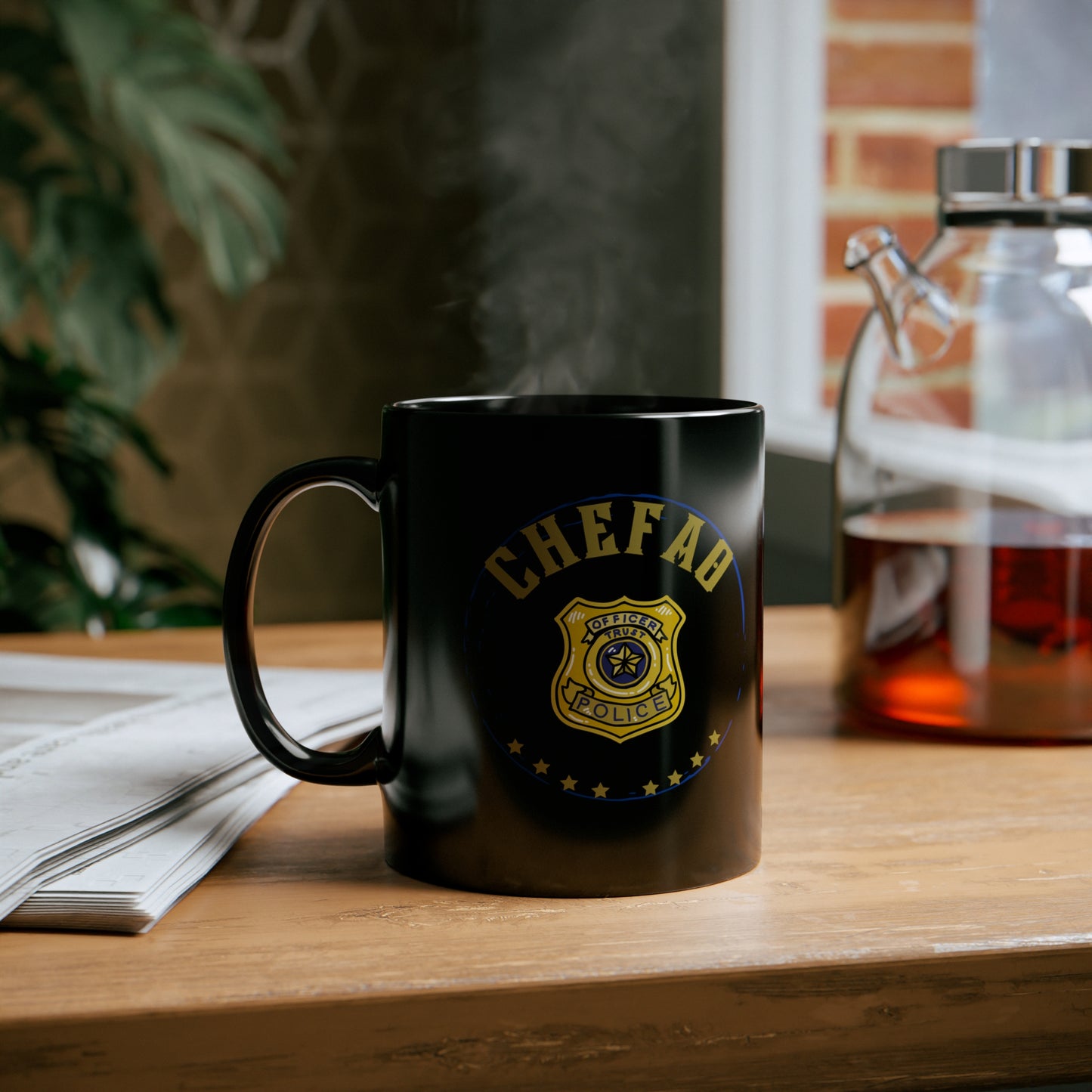 Chefao Police I, Black Coffee Mug, 11oz