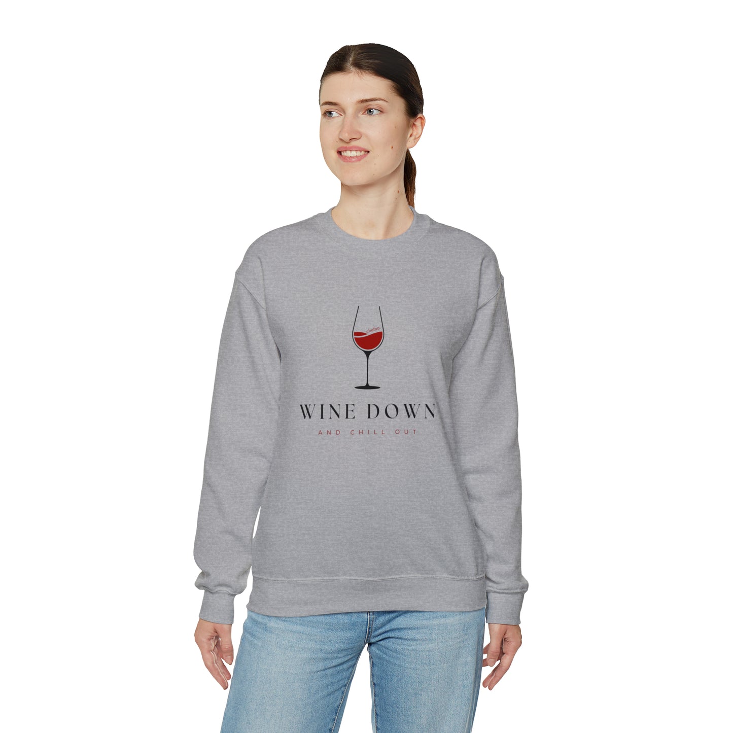 Wine Down and Chill Out, Unisex Heavy Blend Crewneck Sweatshirt