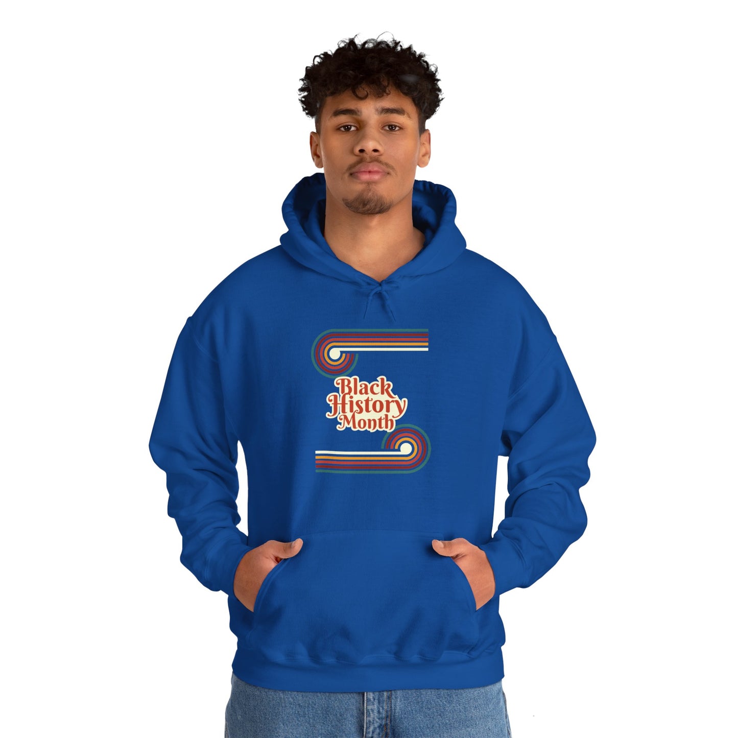 Chefao Retro Black History Month Emblem I, Unisex Heavy Blend Hooded Sweatshirt