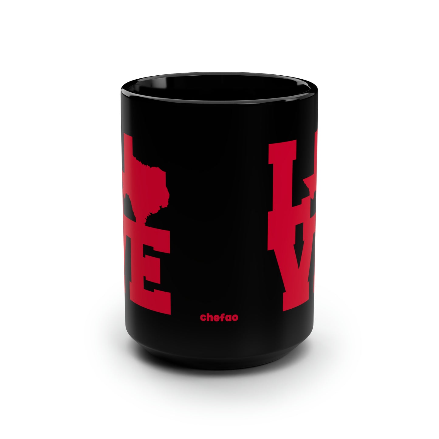 Chefao Love Texas I, Black Mug, 15oz