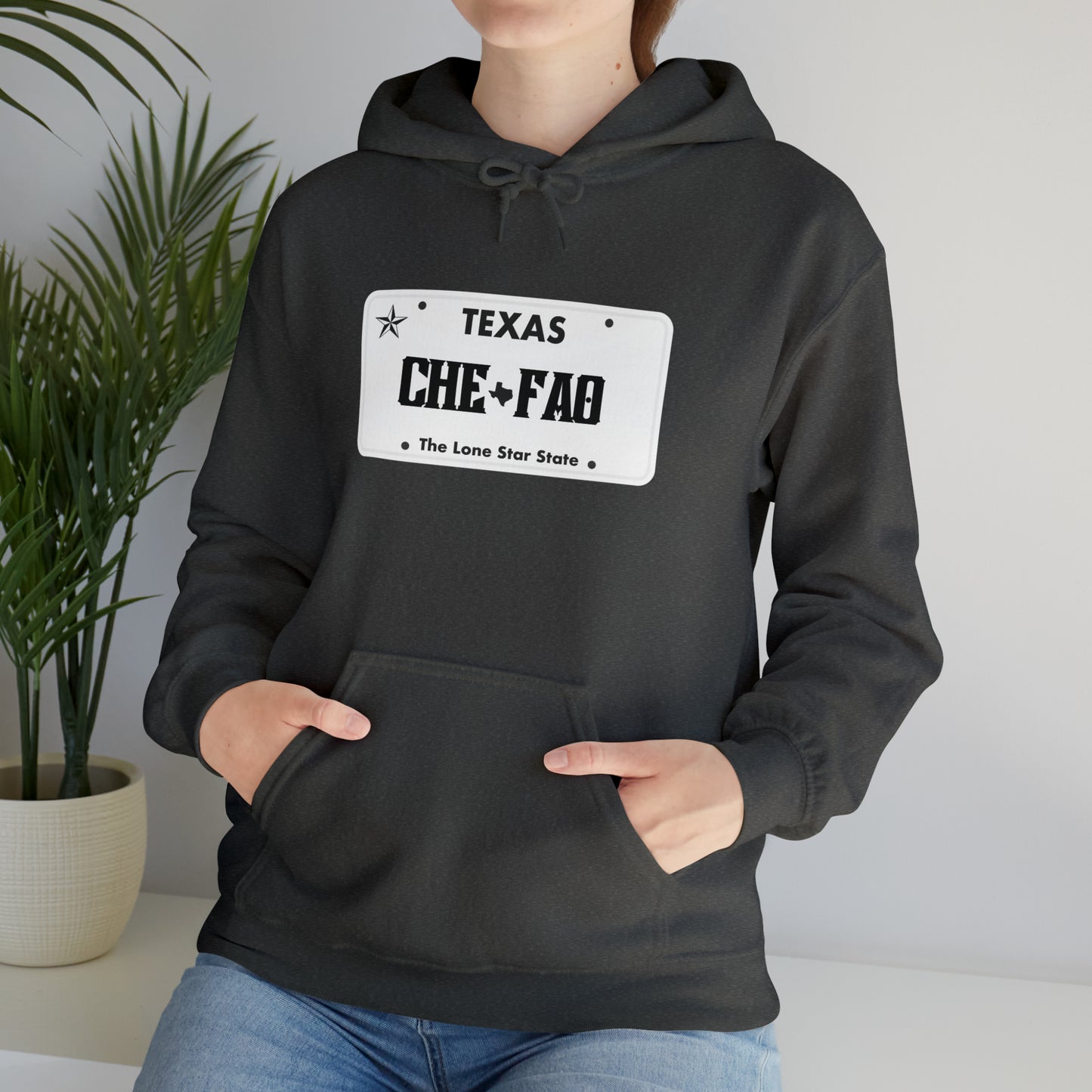 Chefao Texas License Plate I, Unisex Heavy Blend Hooded Sweatshirt