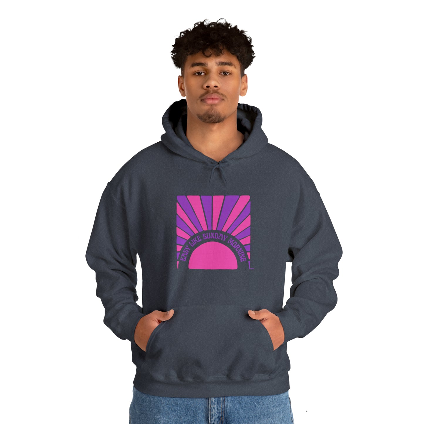 Easy Like Sunday Morning Pink & Purple, Unisex Heavy Blend Hooded Sweatshirt