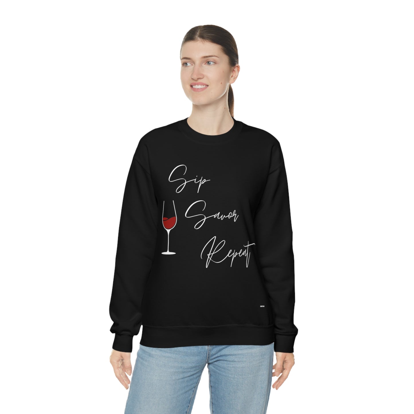 Sip, Savor, Repeat, Unisex Heavy Blend Crewneck Sweatshirt