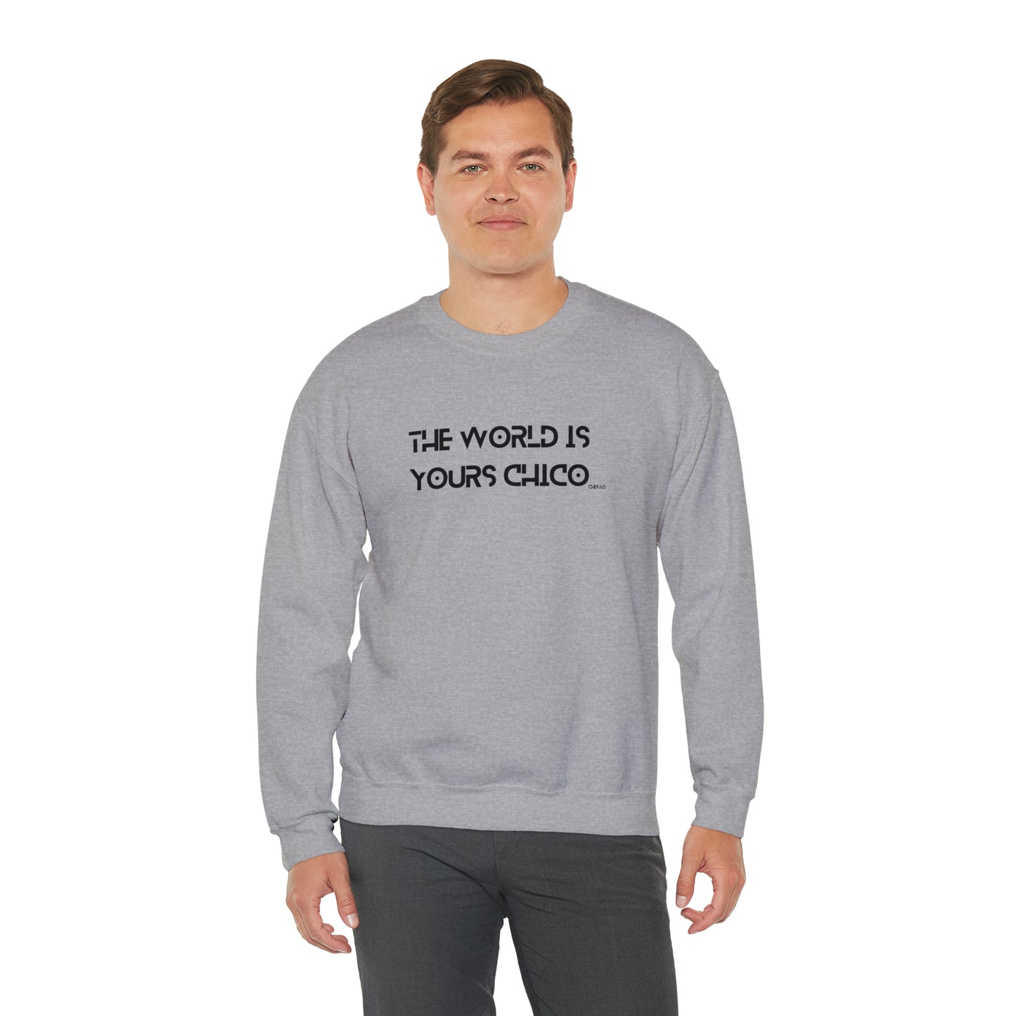 The World is Yours Chico, Unisex Heavy Blend Crewneck Sweatshirt