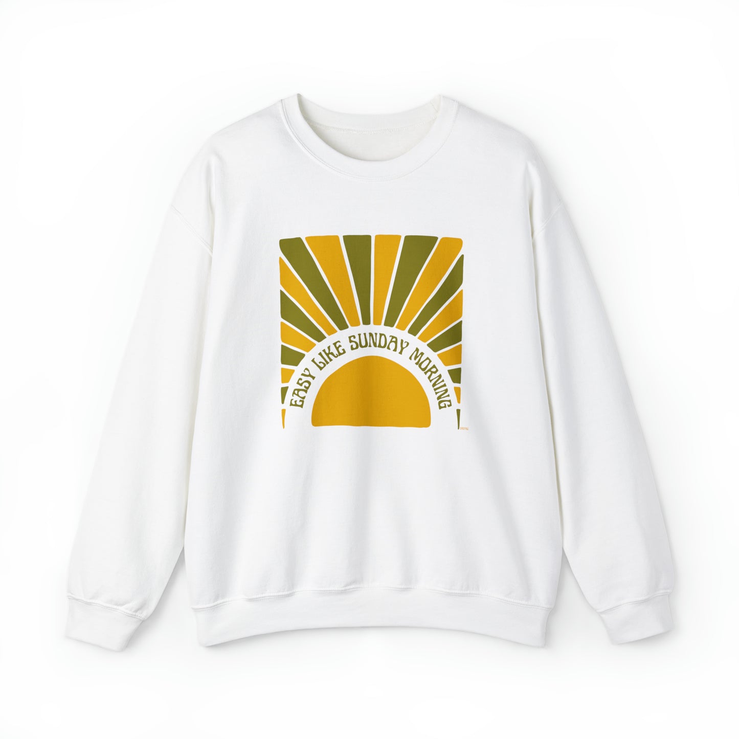 Easy Like Sunday Morning Green & Yellow, Unisex Heavy Blend Crewneck Sweatshirt