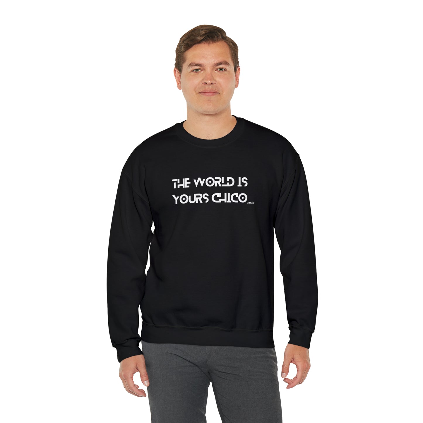 The World is Yours Chico, Unisex Heavy Blend Crewneck Sweatshirt