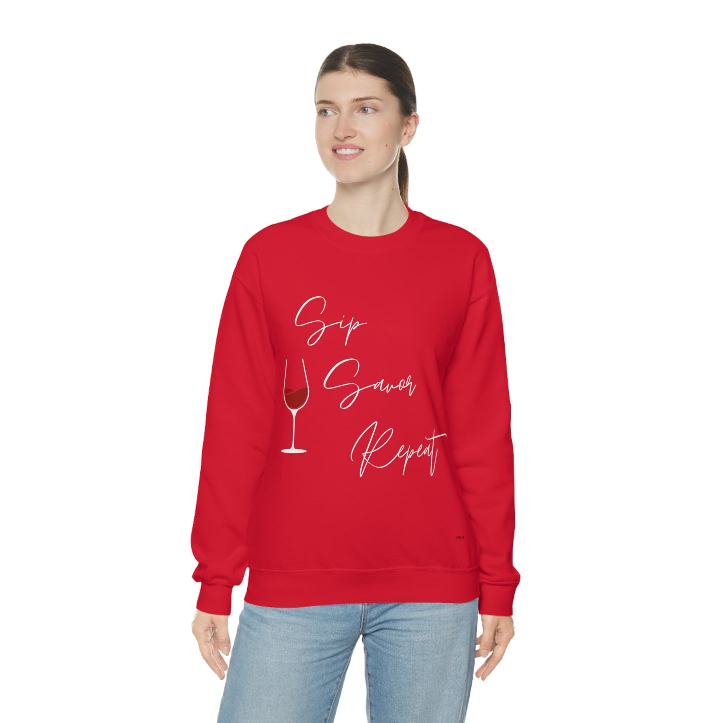 Sip, Savor, Repeat, Unisex Heavy Blend Crewneck Sweatshirt
