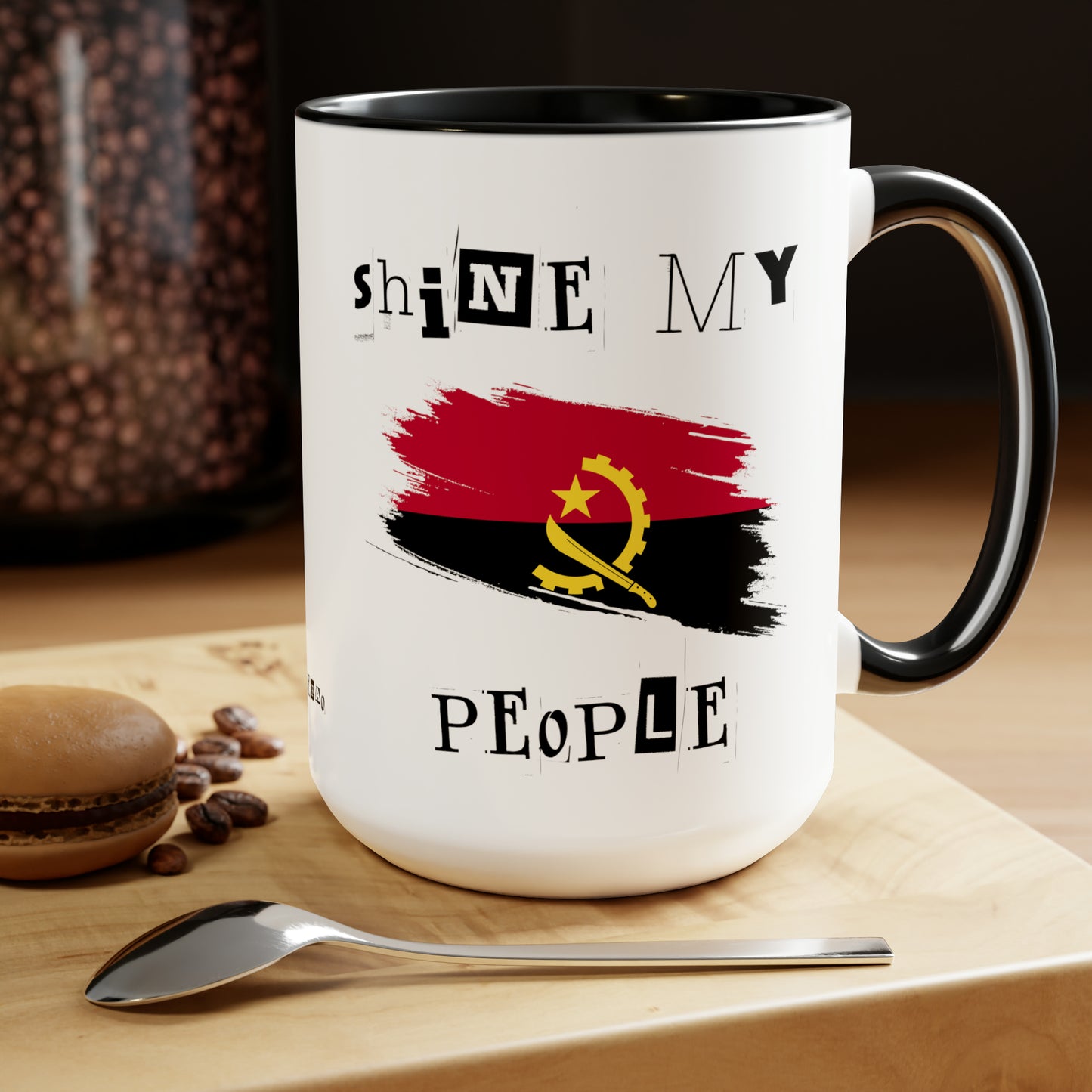 Shine My People Angola I, Two-Tone Coffee Mugs, 15oz