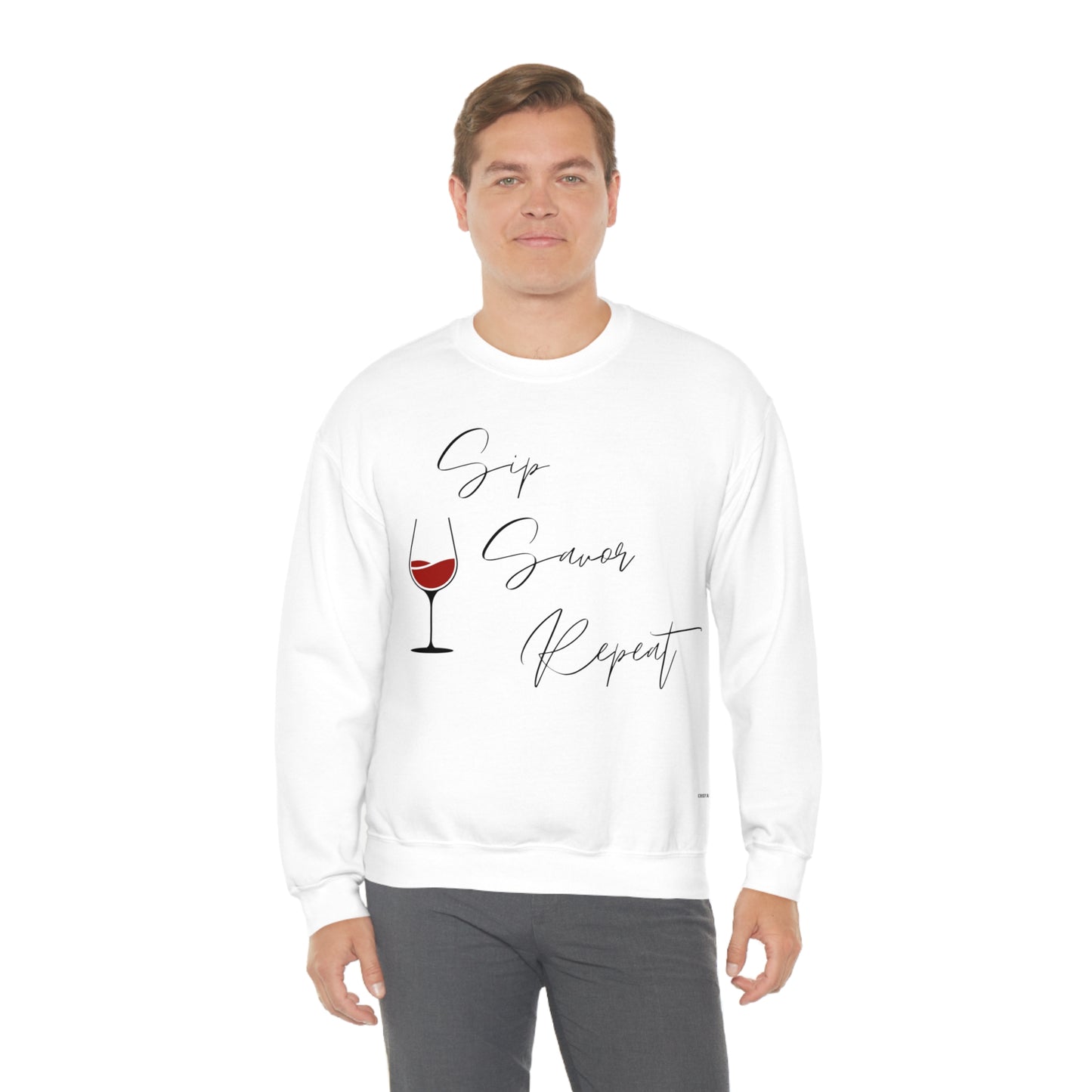 Sip, Savor, Repeat, Unisex Heavy Blend Crewneck Sweatshirt