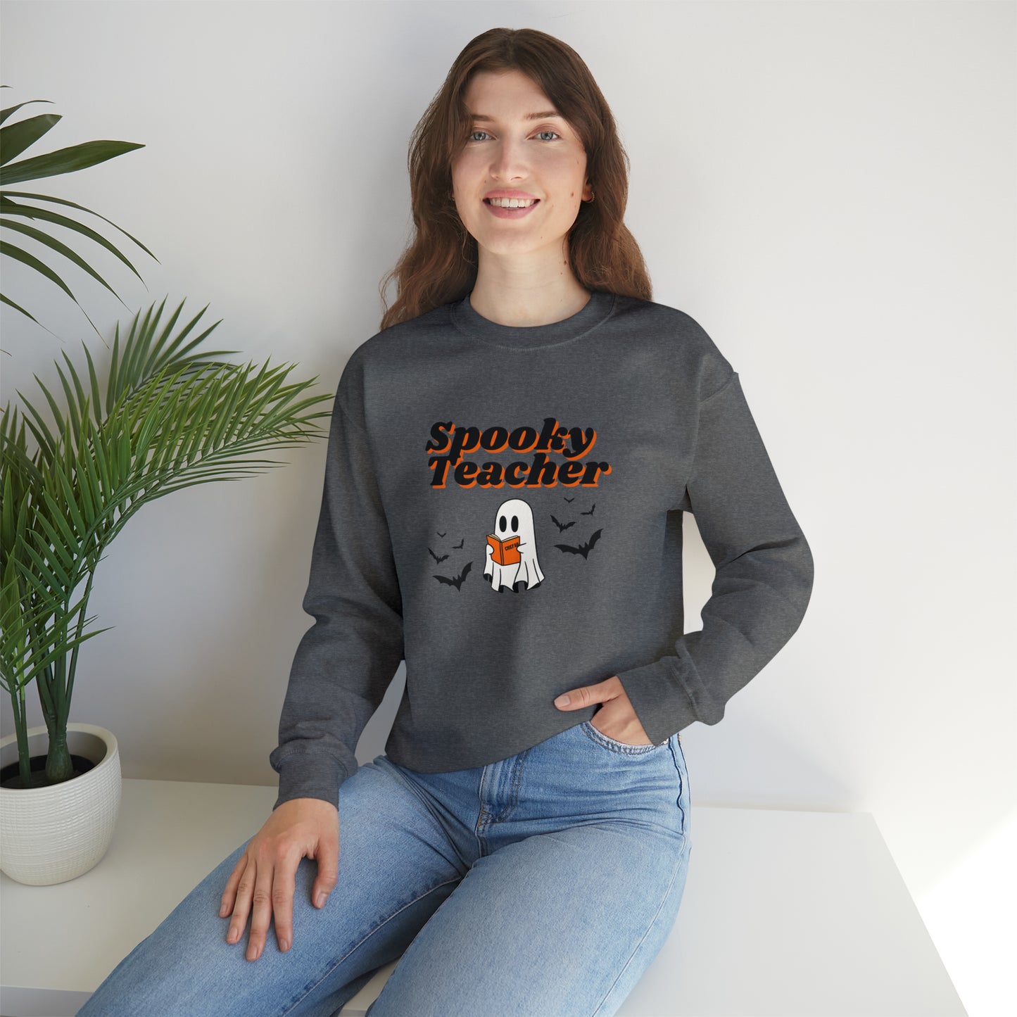 Spooky Teacher, Unisex Heavy Blend Crewneck Sweatshirt