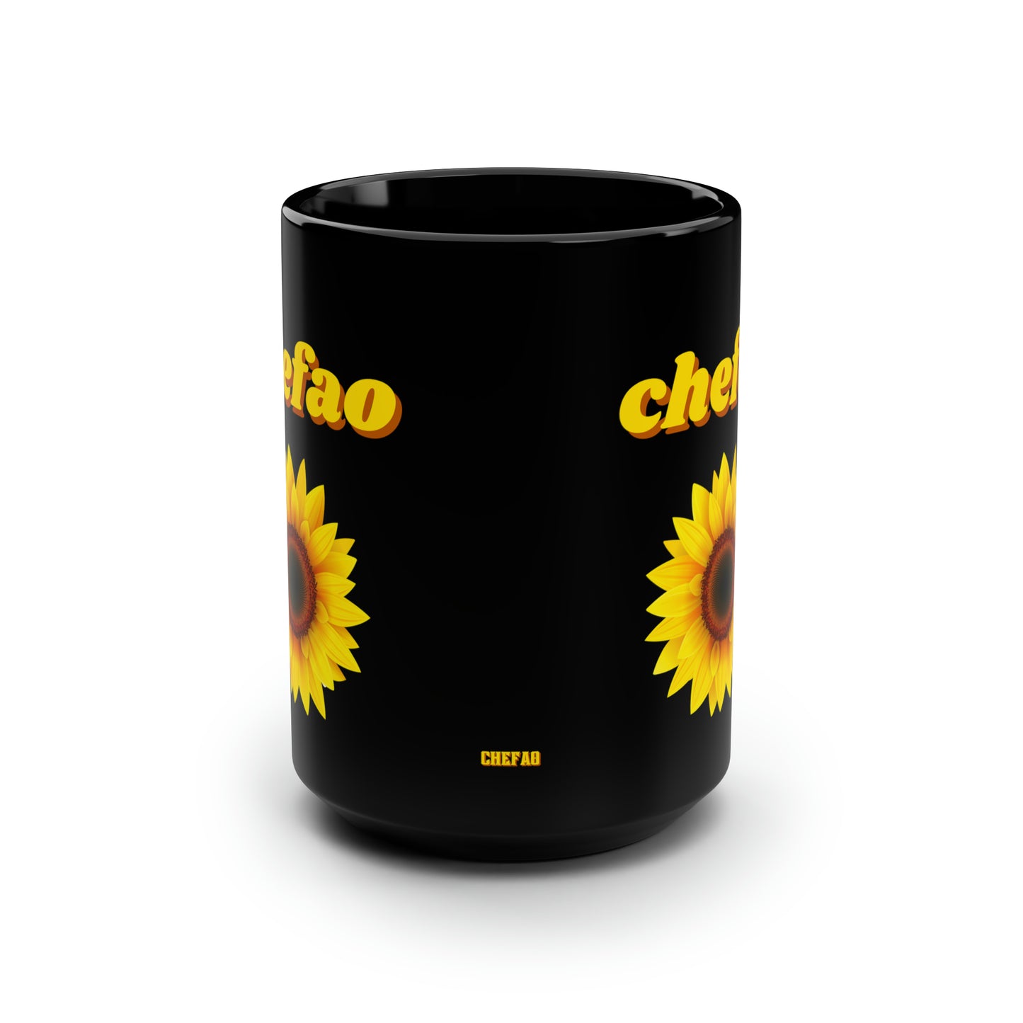 Chefao Sunflower I, Black Mug, 15oz