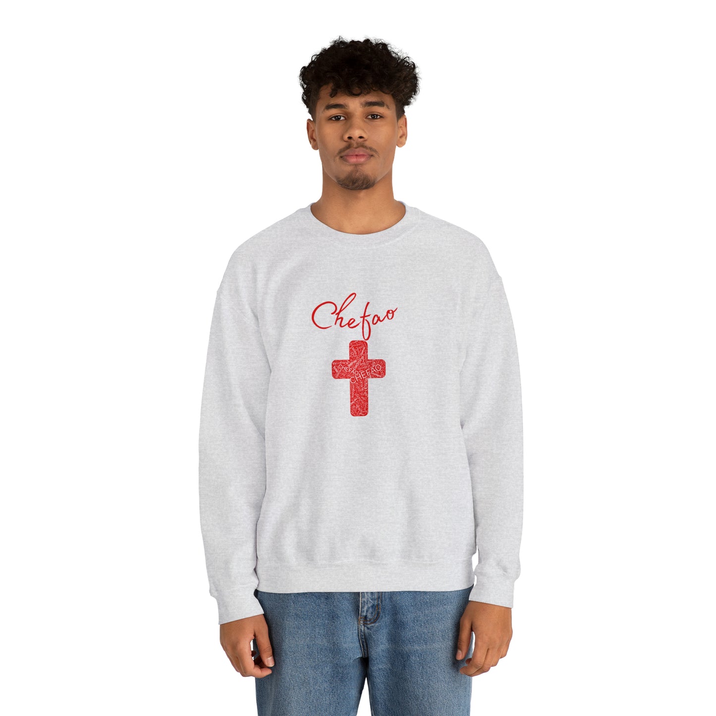 Chefao Cross I Red, Unisex Heavy Blend Crewneck Sweatshirt