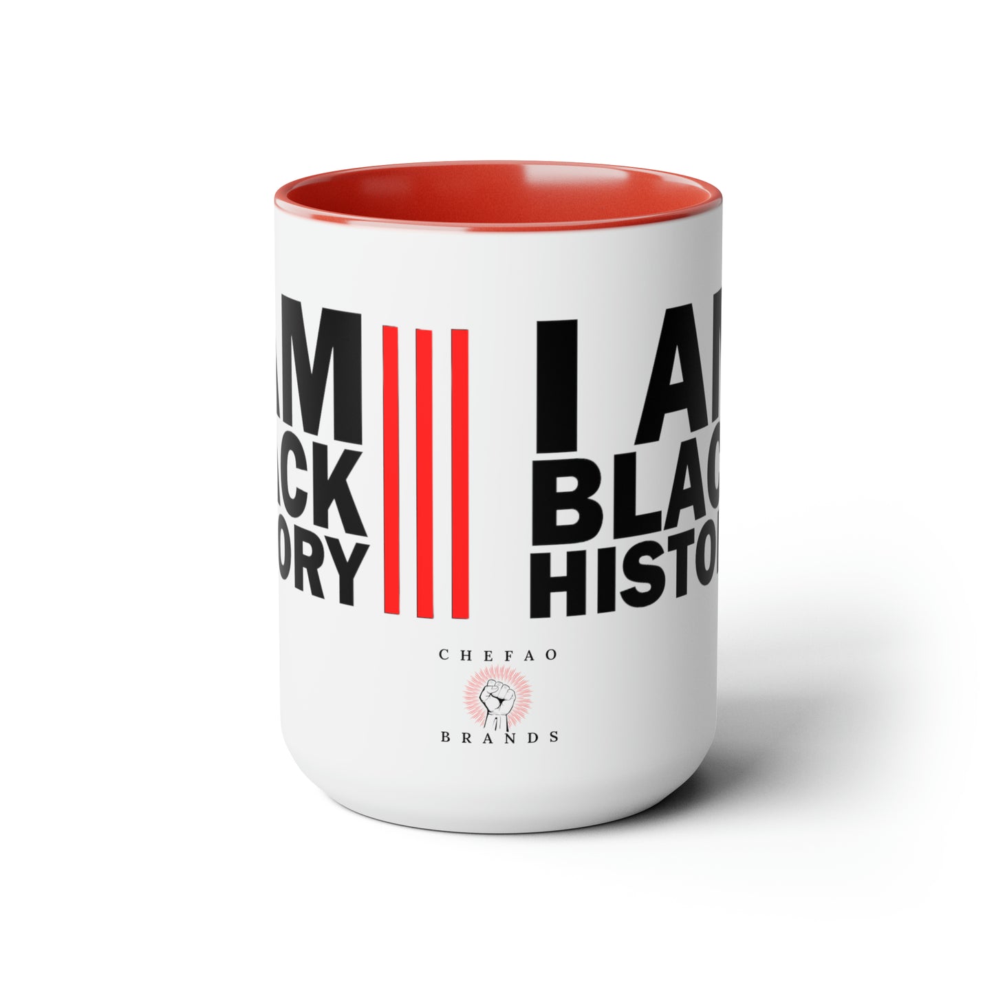 Chefao I Am Black History I, Two-Tone Coffee Mugs, 15oz