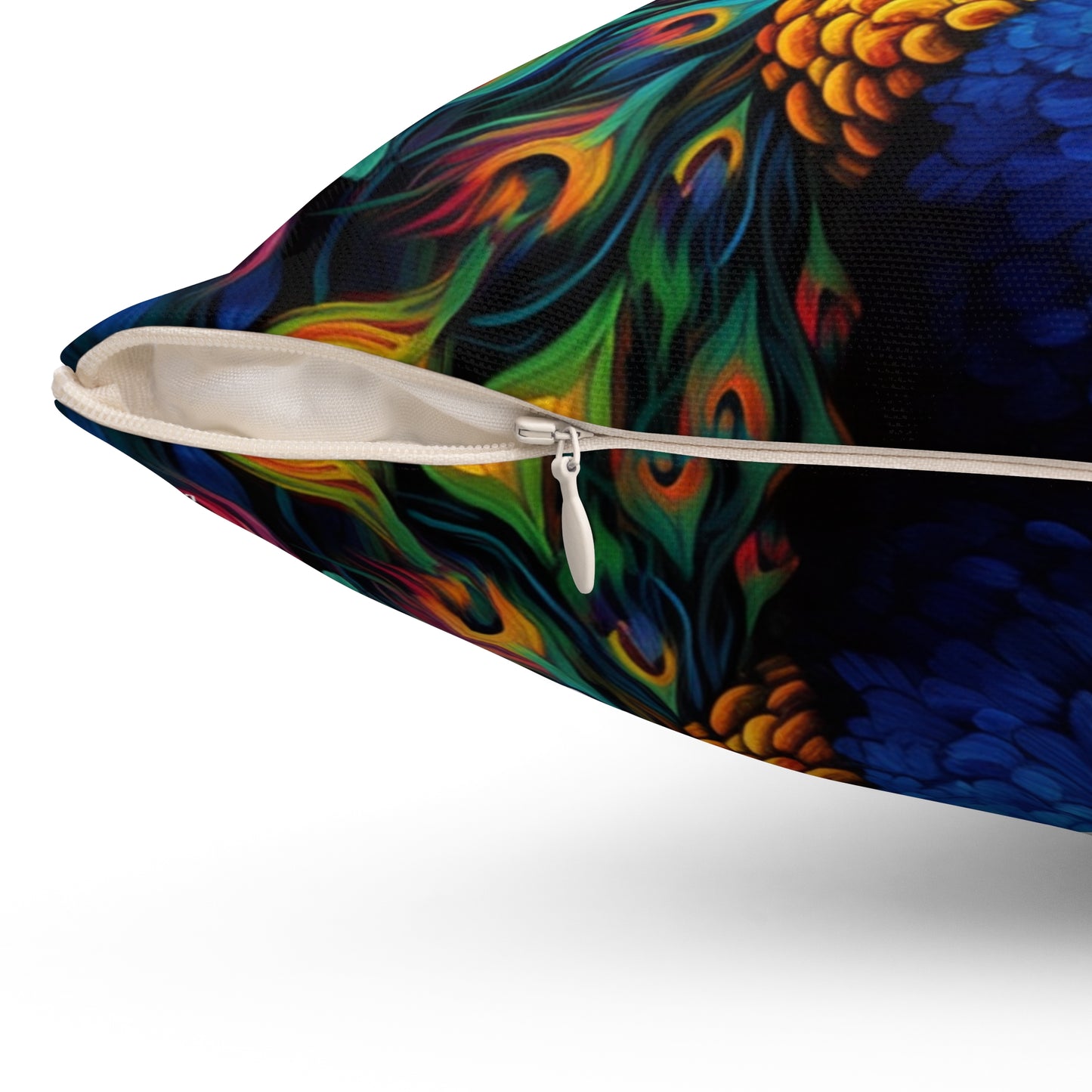 Peacock, Spun Polyester Square Pillow