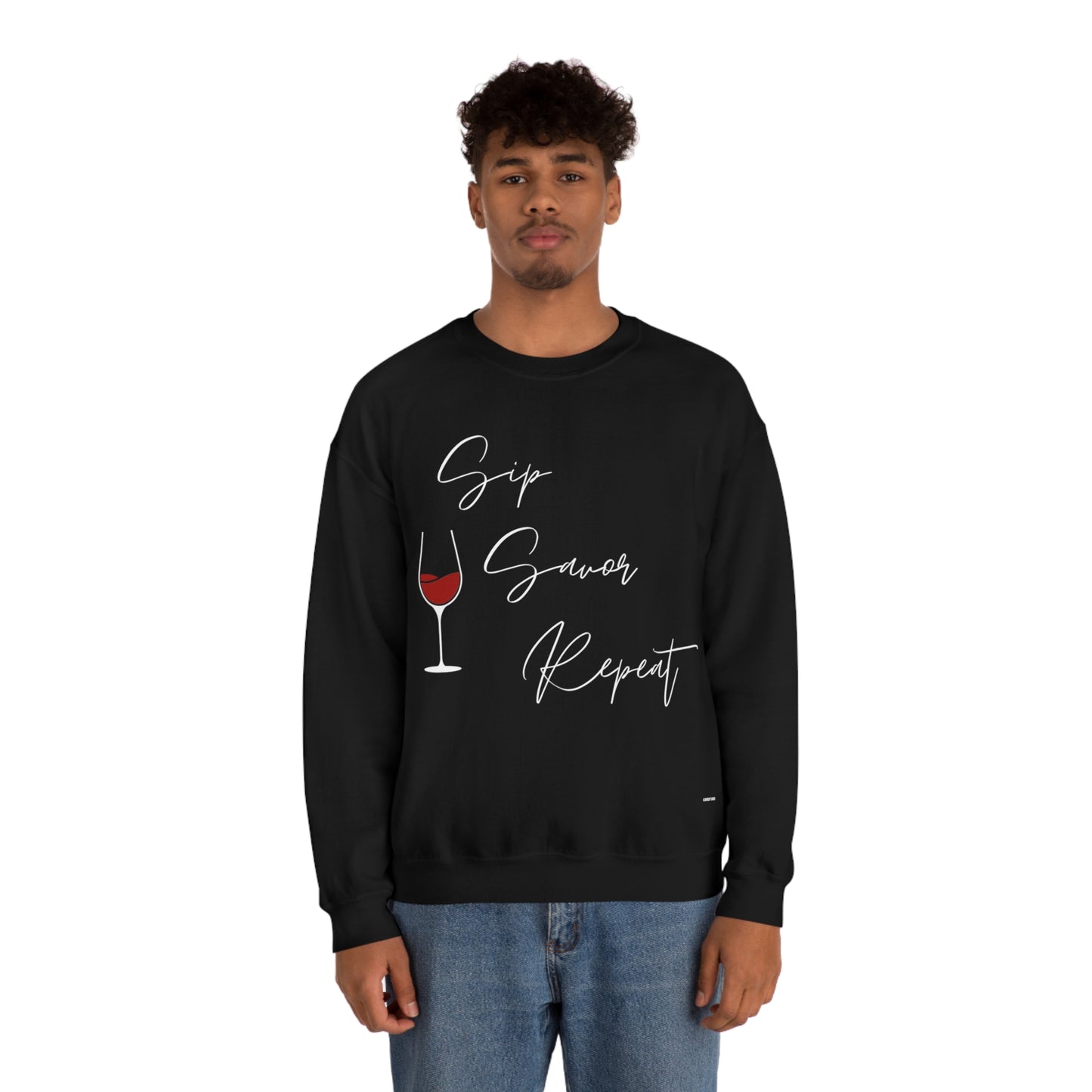 Sip, Savor, Repeat, Unisex Heavy Blend Crewneck Sweatshirt