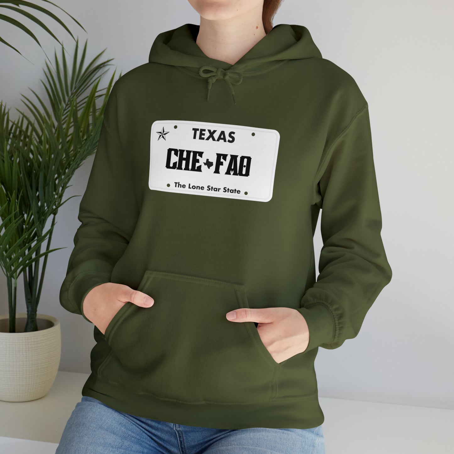 Chefao Texas License Plate I, Unisex Heavy Blend Hooded Sweatshirt
