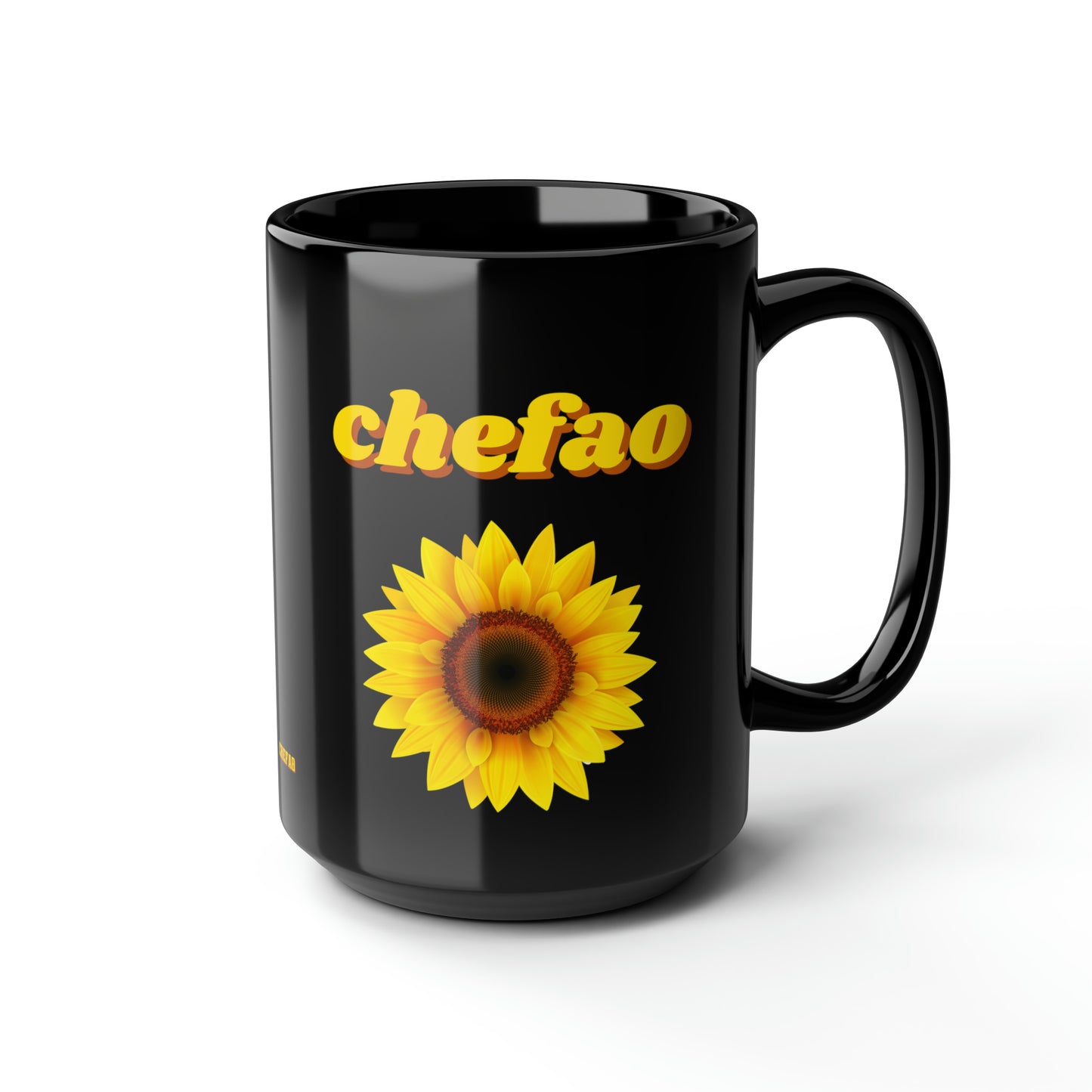 Chefao Sunflower I, Black Mug, 15oz
