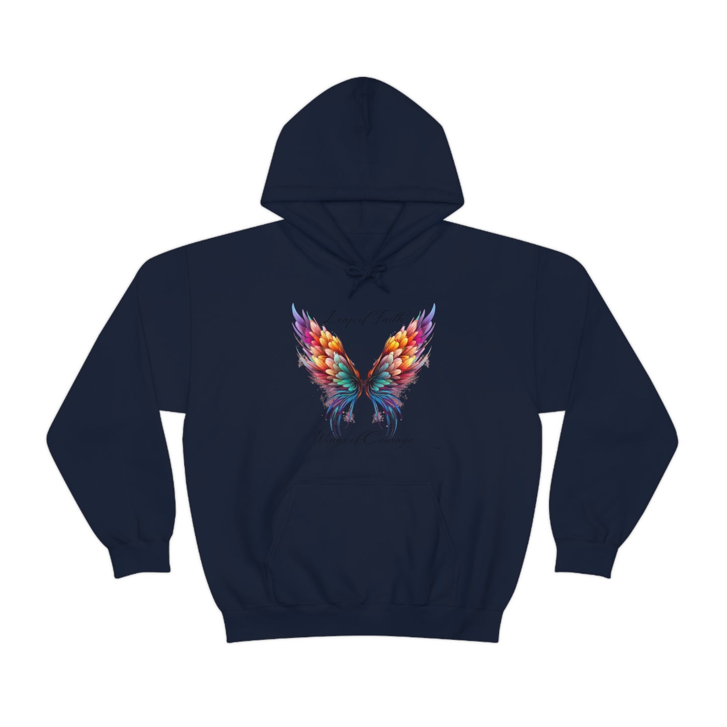 Leap of Faith, Wings of Courage, Unisex Heavy Blend Hooded Sweatshirt