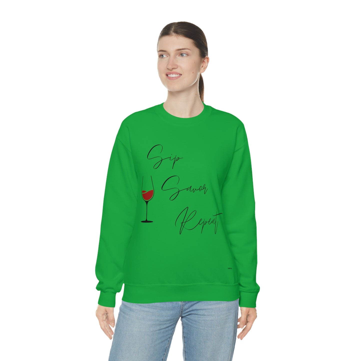 Sip, Savor, Repeat, Unisex Heavy Blend Crewneck Sweatshirt