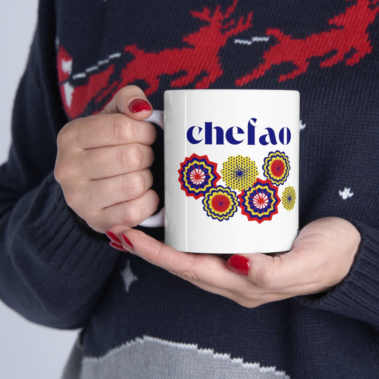 Chefao Paper Fans I, White Coffee Mug, 11oz