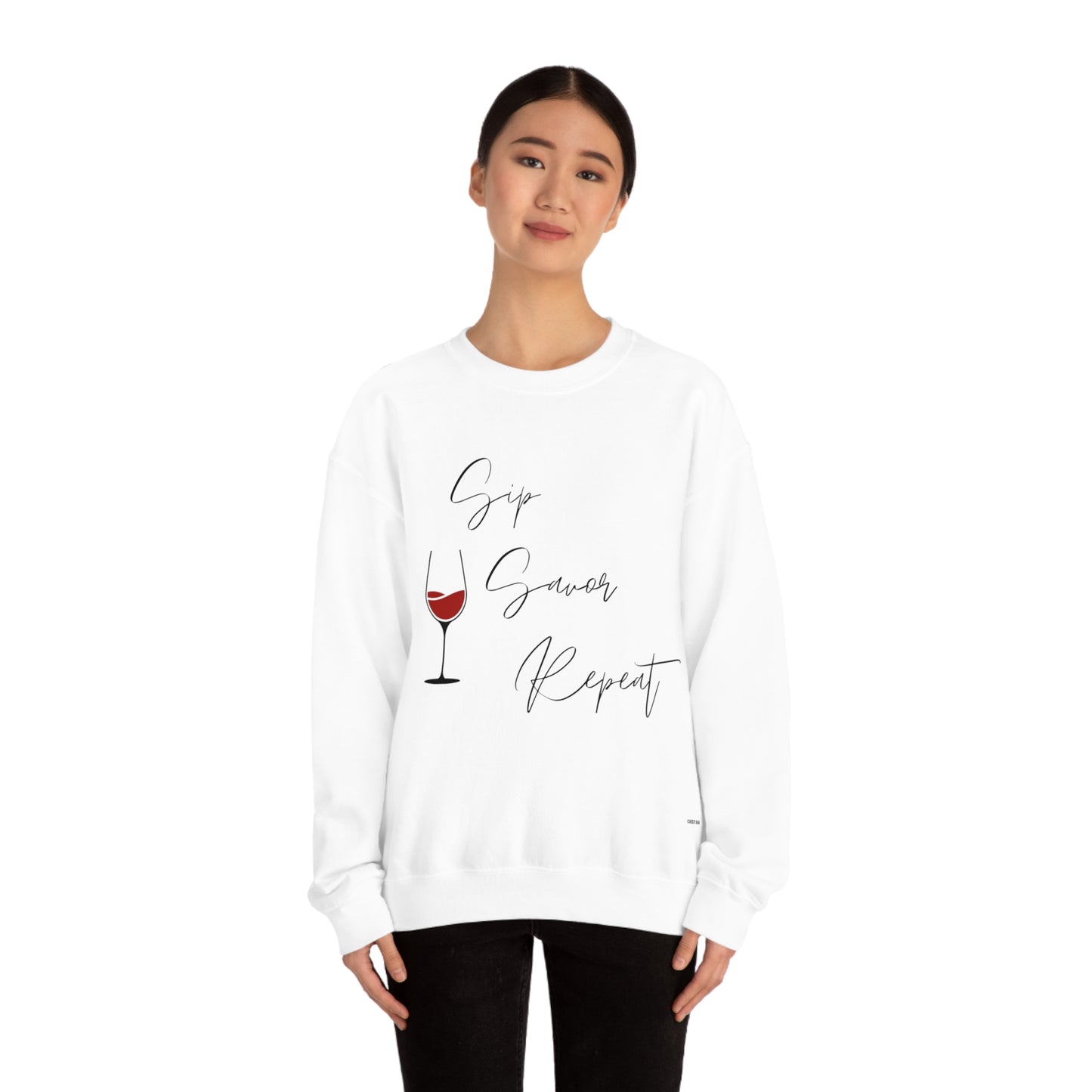 Sip, Savor, Repeat, Unisex Heavy Blend Crewneck Sweatshirt