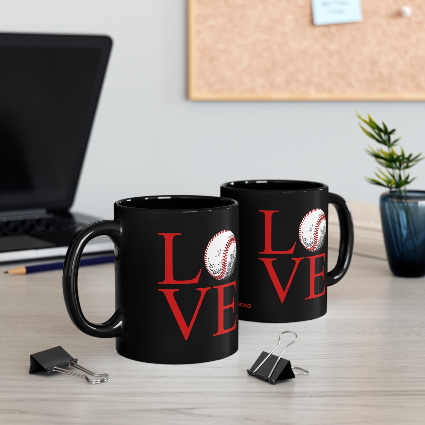 Chefao Love Baseball I, Black Coffee Mug, 11oz