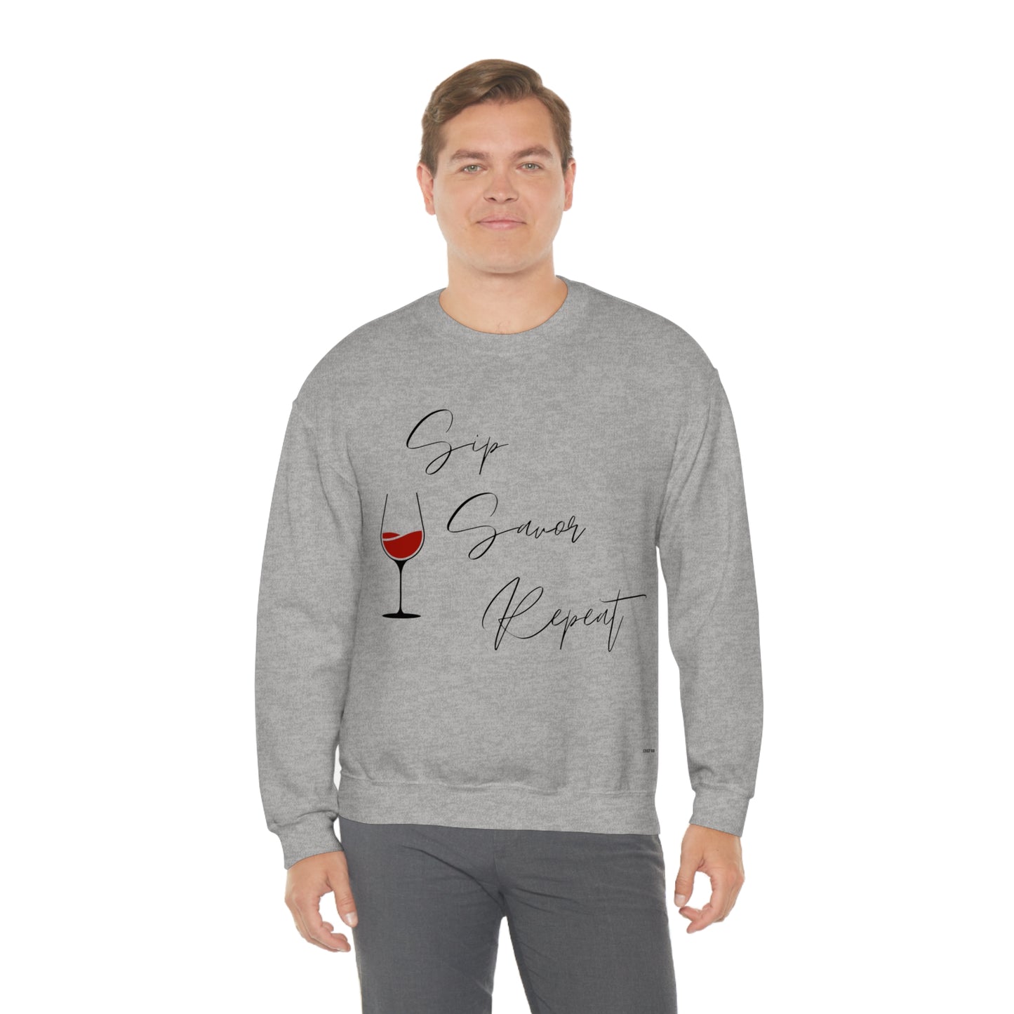 Sip, Savor, Repeat, Unisex Heavy Blend Crewneck Sweatshirt