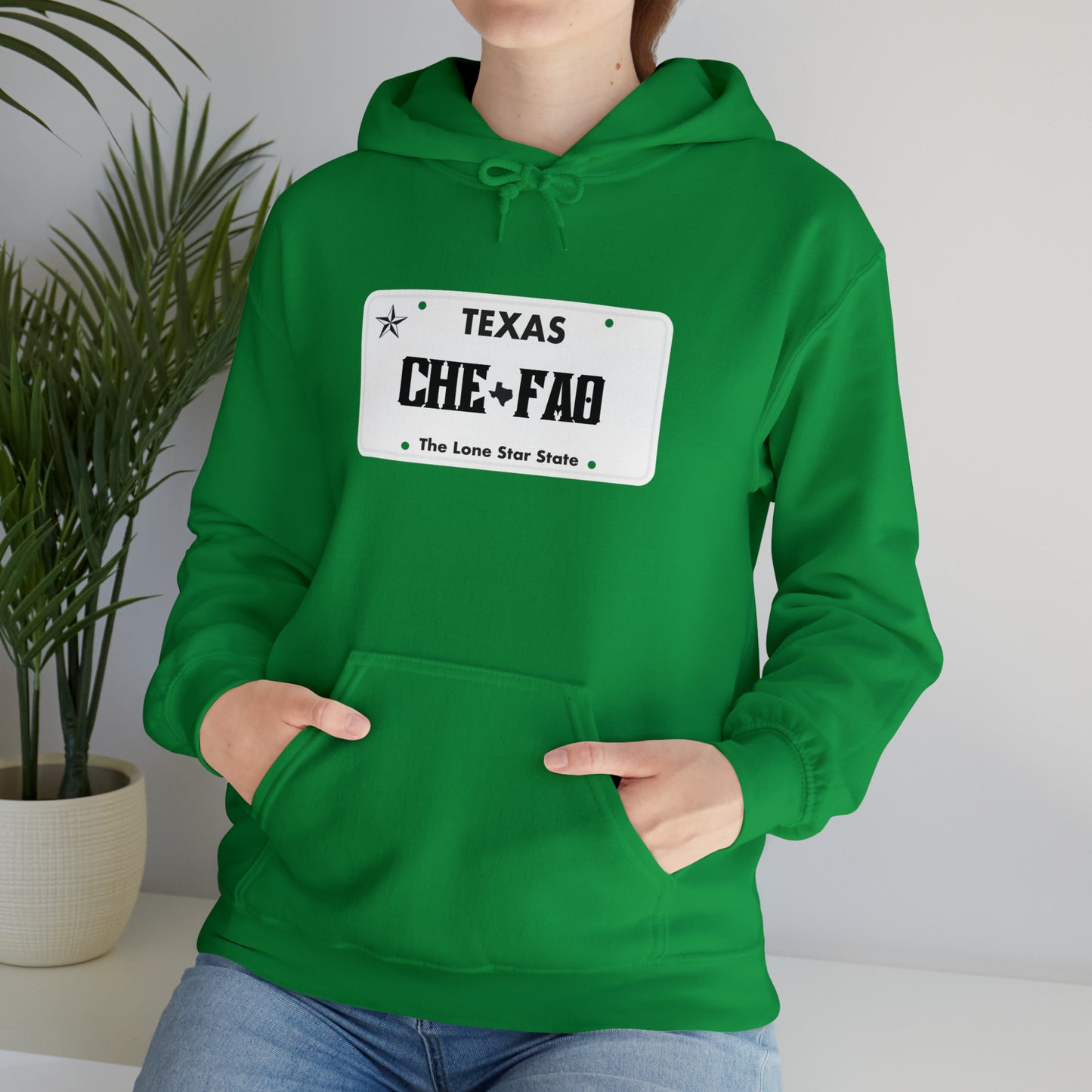 Chefao Texas License Plate I, Unisex Heavy Blend Hooded Sweatshirt