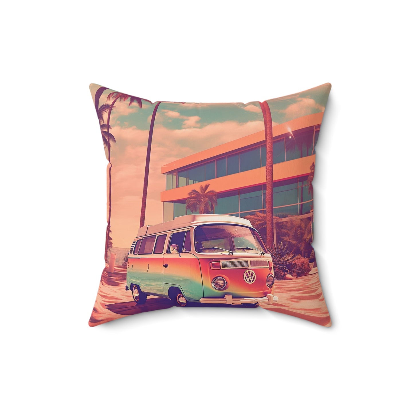 Retro Summer in Miami, Spun Polyester Square Pillow