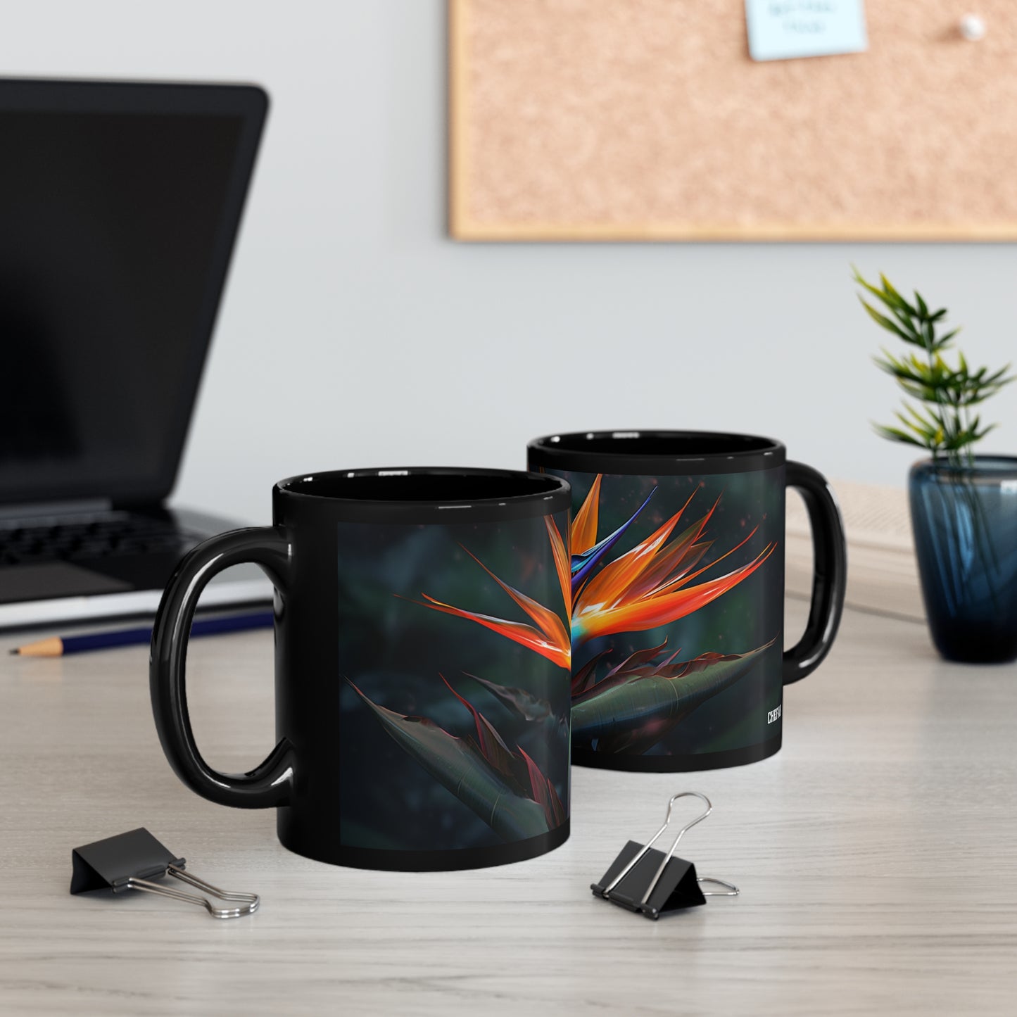 Bird of Paradise, 11oz Black Coffee Mug