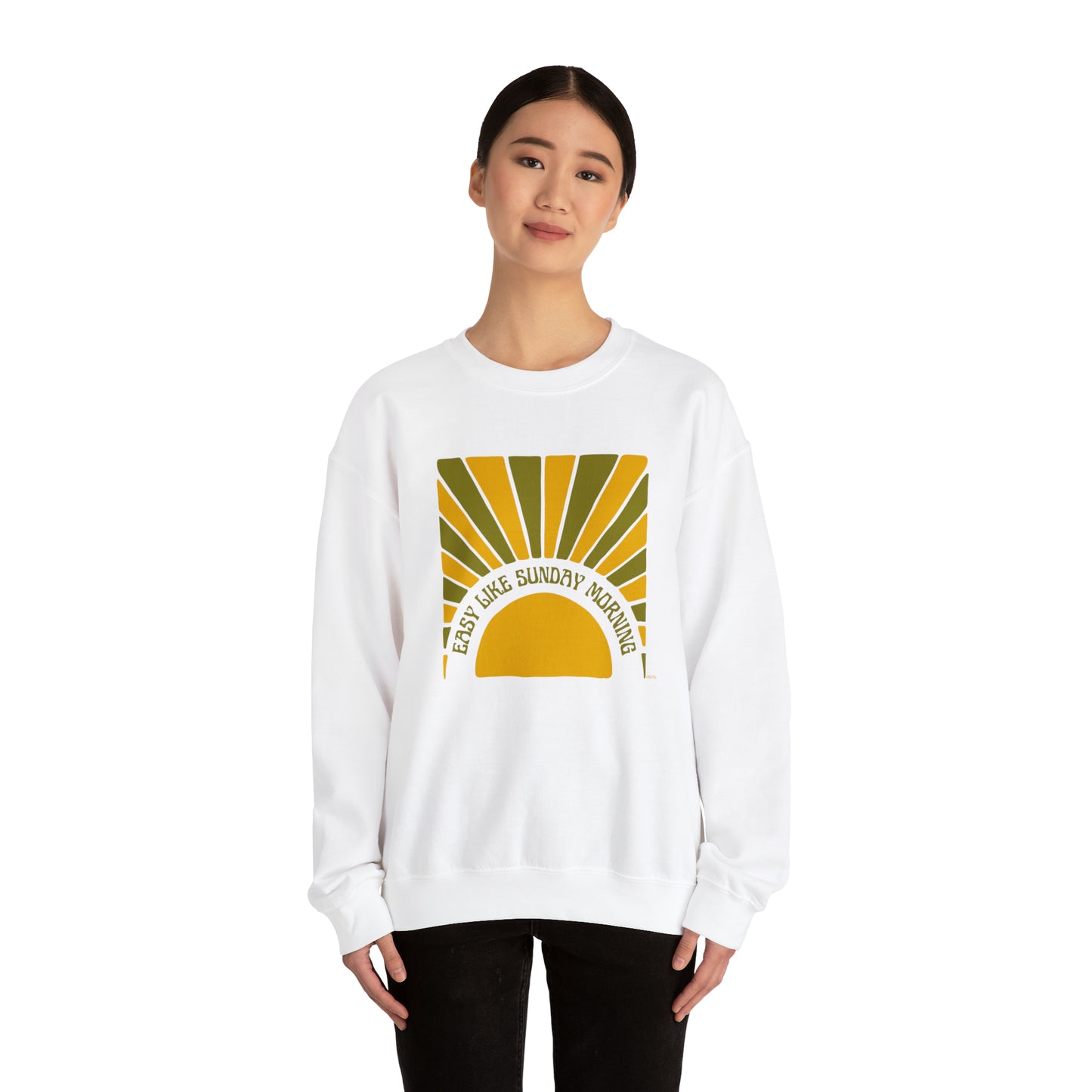Easy Like Sunday Morning Green & Yellow, Unisex Heavy Blend Crewneck Sweatshirt