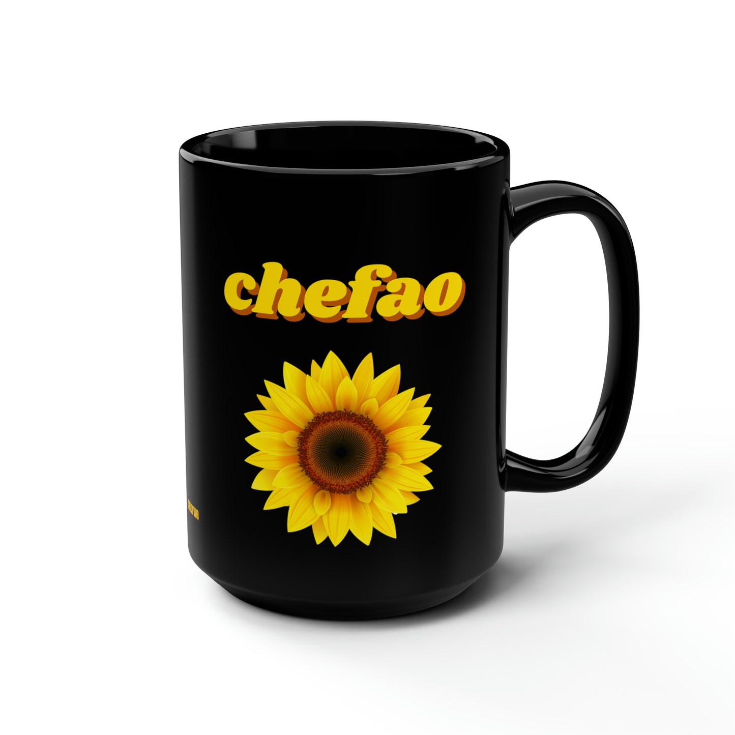 Chefao Sunflower I, Black Mug, 15oz