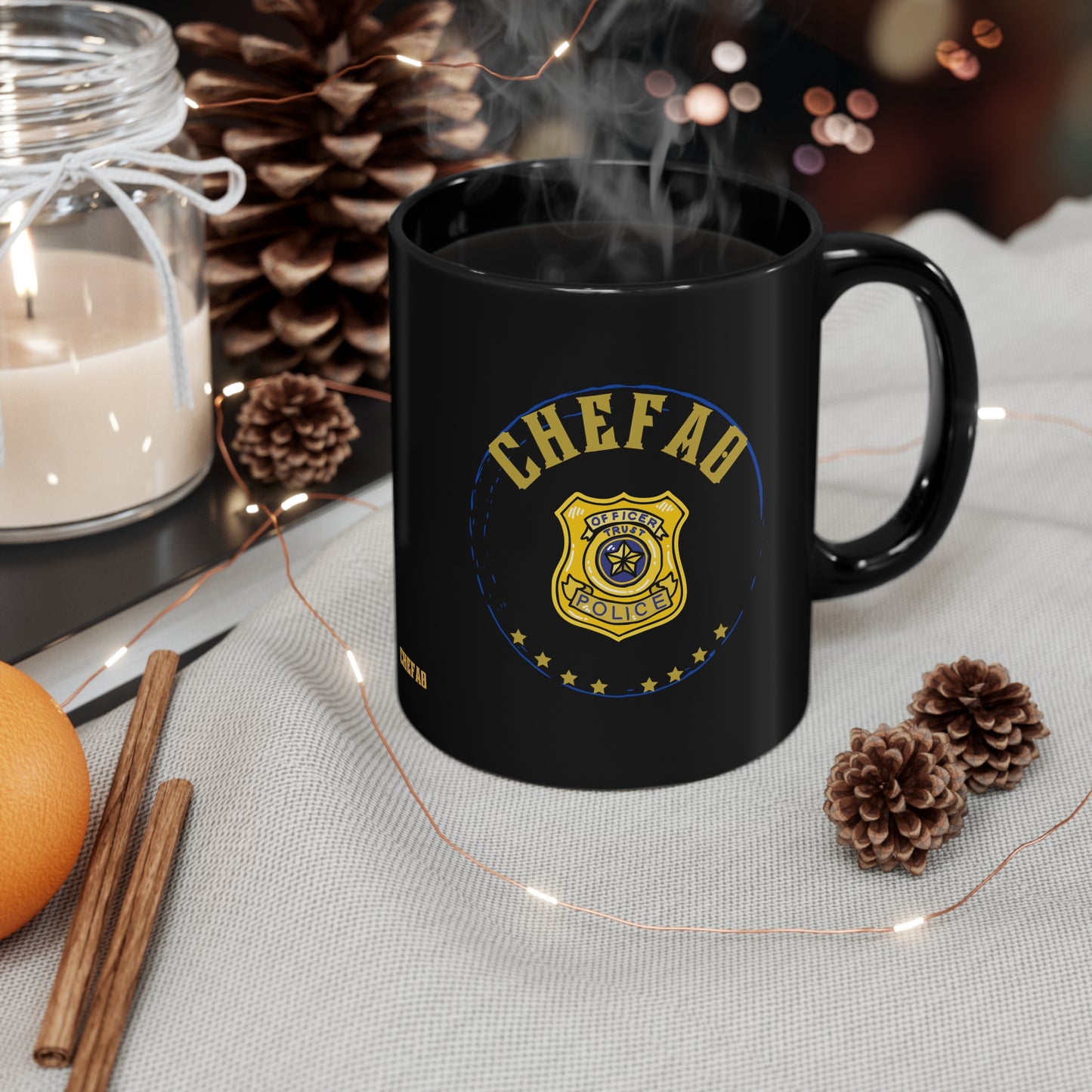 Chefao Police I, Black Coffee Mug, 11oz