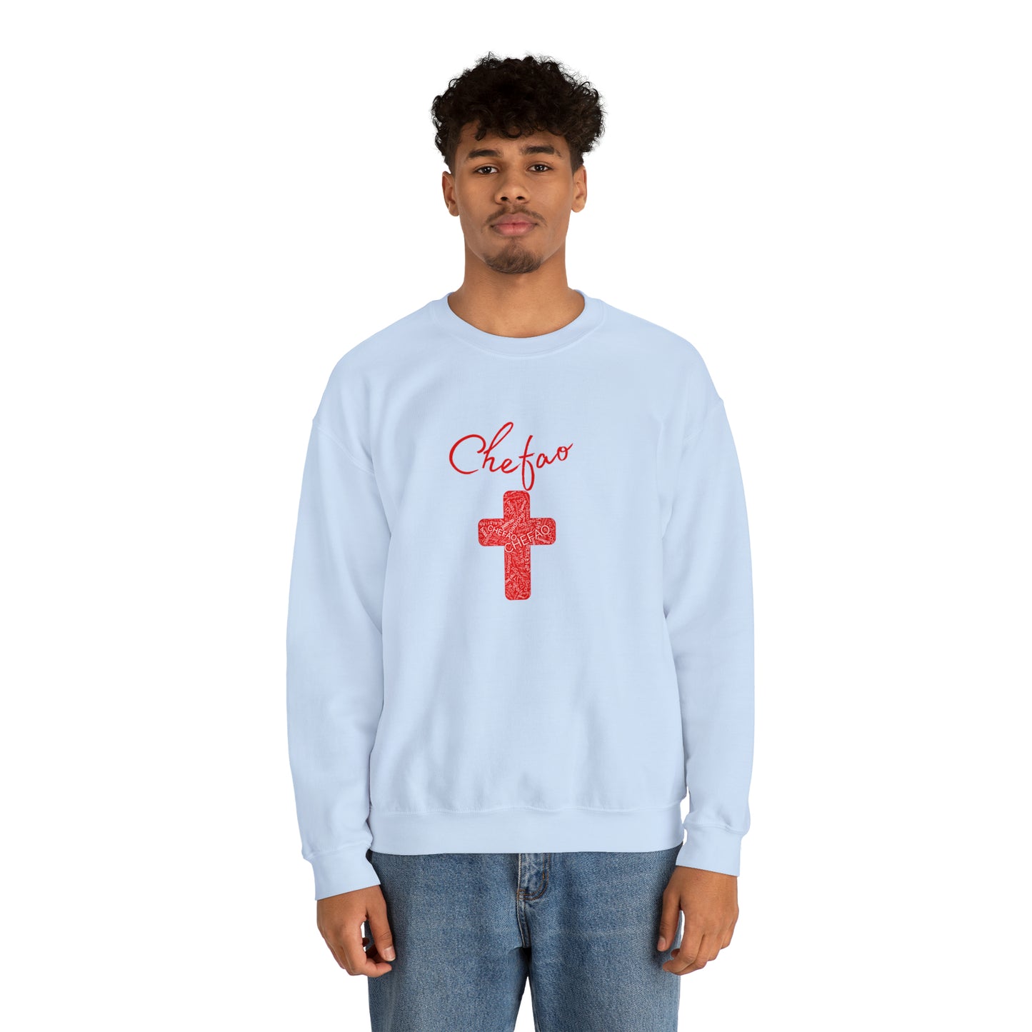 Chefao Cross I Red, Unisex Heavy Blend Crewneck Sweatshirt