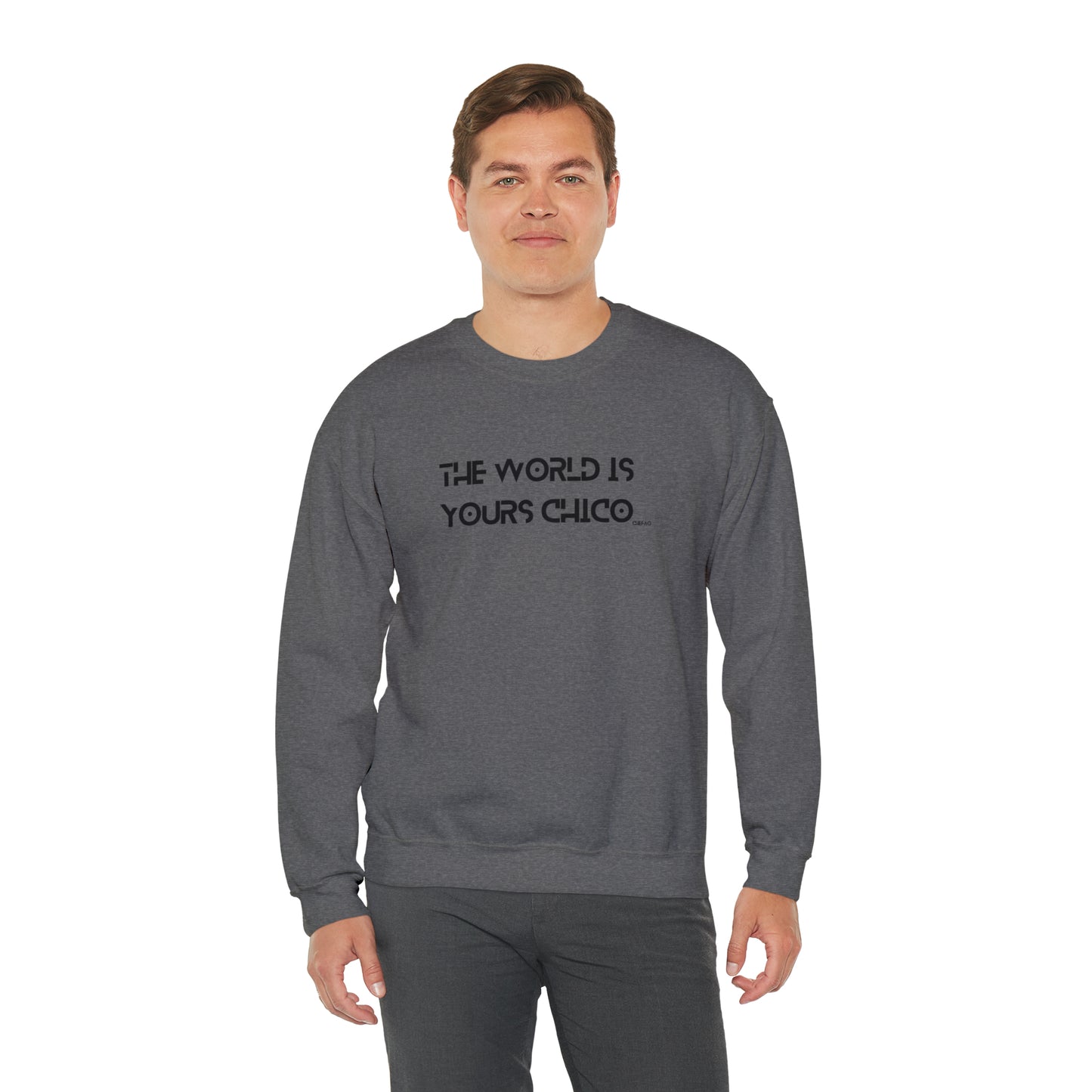 The World is Yours Chico, Unisex Heavy Blend Crewneck Sweatshirt