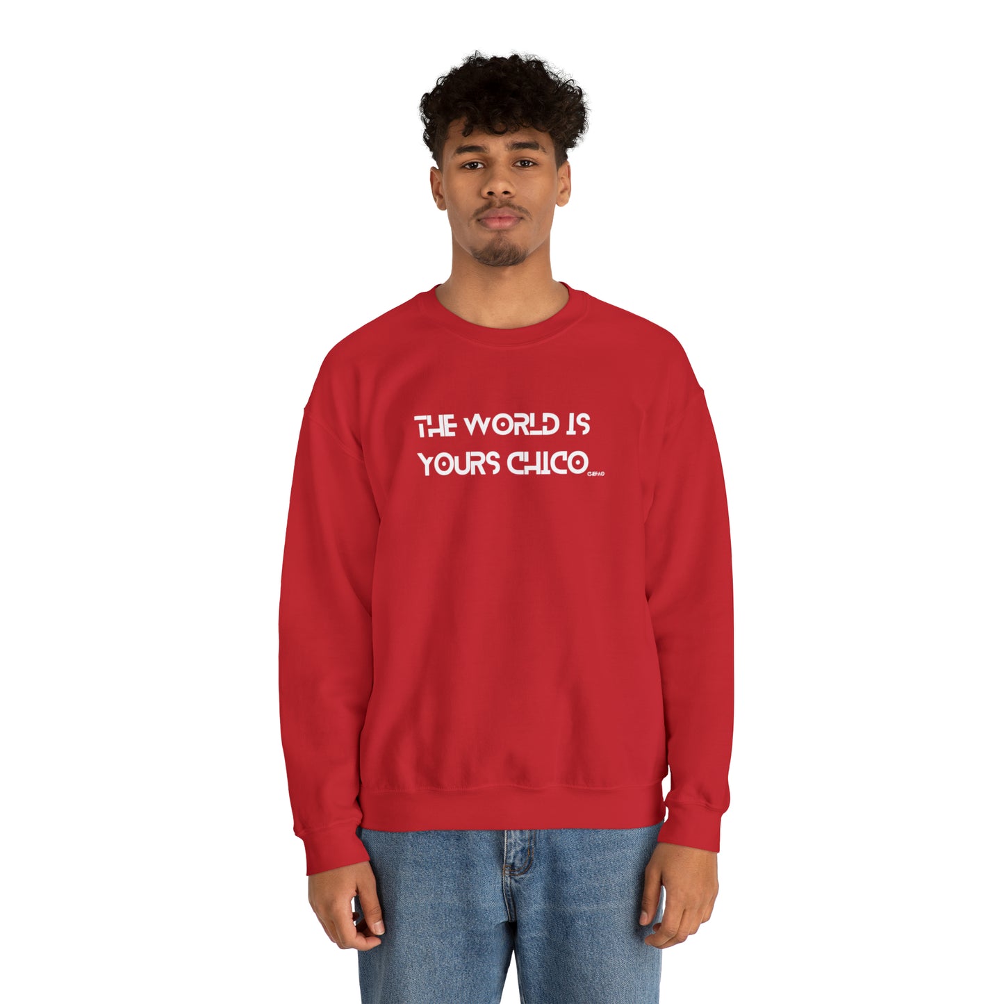 The World is Yours Chico, Unisex Heavy Blend Crewneck Sweatshirt