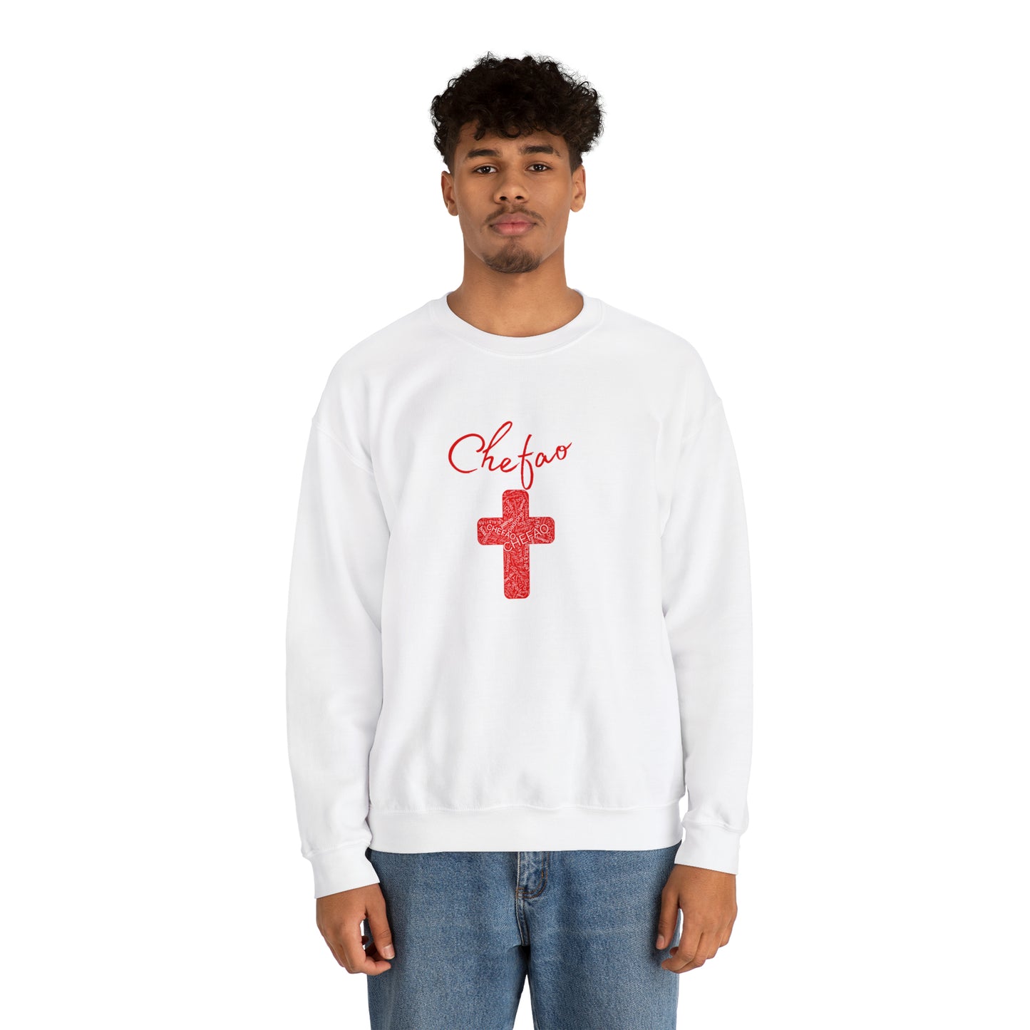Chefao Cross I Red, Unisex Heavy Blend Crewneck Sweatshirt