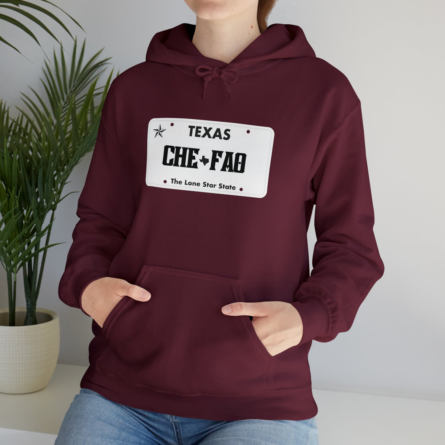 Chefao Texas License Plate I, Unisex Heavy Blend Hooded Sweatshirt