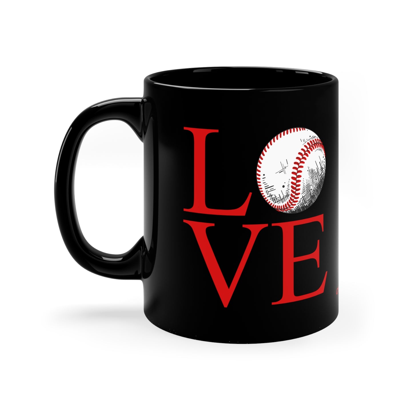 Chefao Love Baseball I, Black Coffee Mug, 11oz