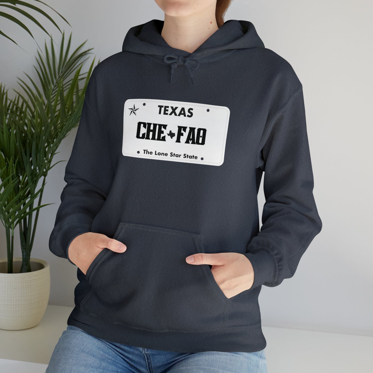 Chefao Texas License Plate I, Unisex Heavy Blend Hooded Sweatshirt