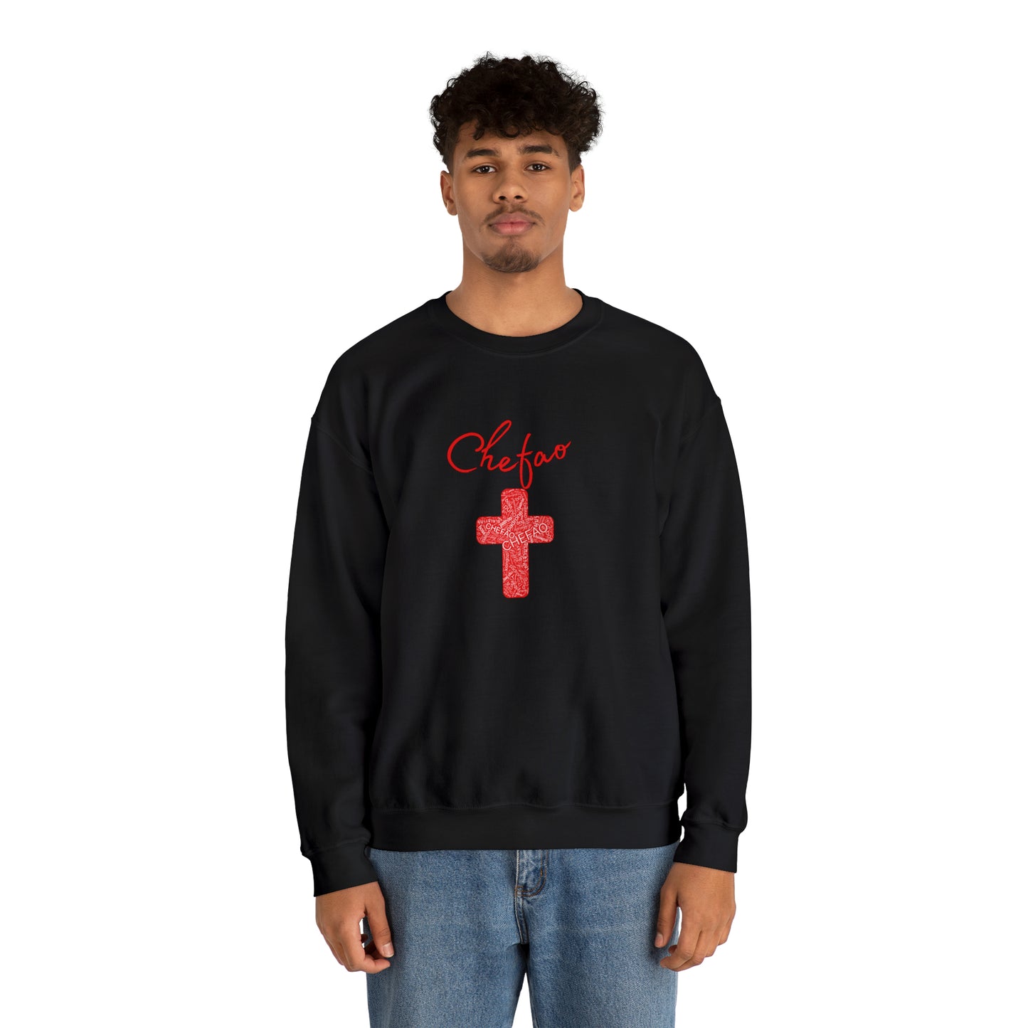 Chefao Cross I Red, Unisex Heavy Blend Crewneck Sweatshirt