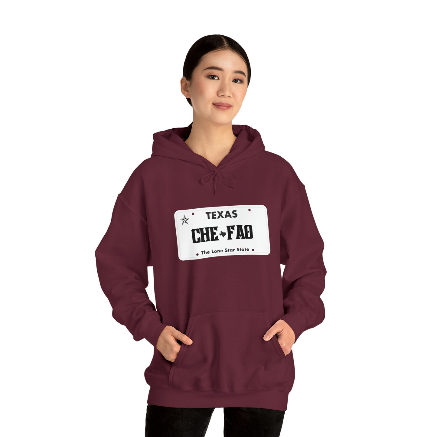 Chefao Texas License Plate I, Unisex Heavy Blend Hooded Sweatshirt