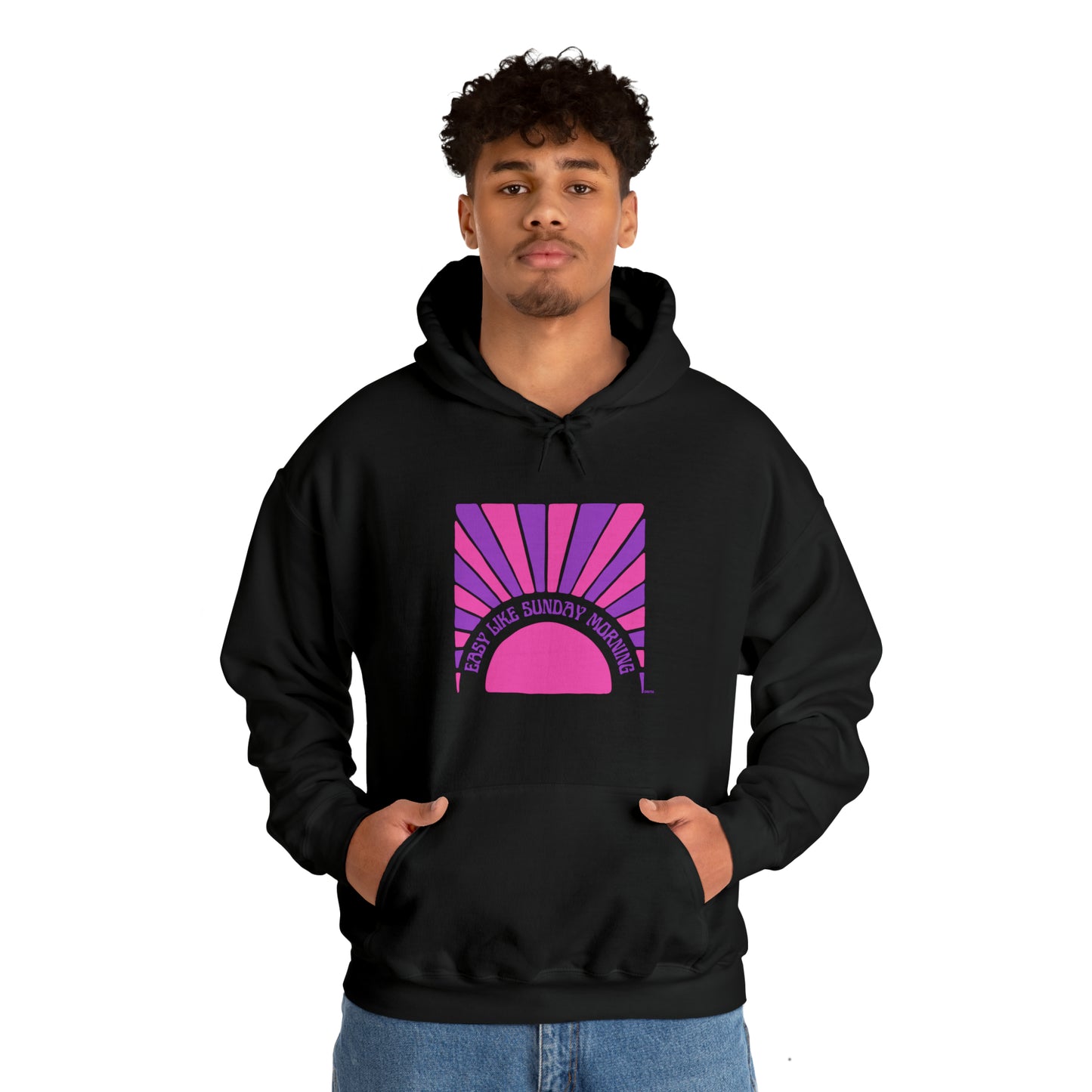 Easy Like Sunday Morning Pink & Purple, Unisex Heavy Blend Hooded Sweatshirt