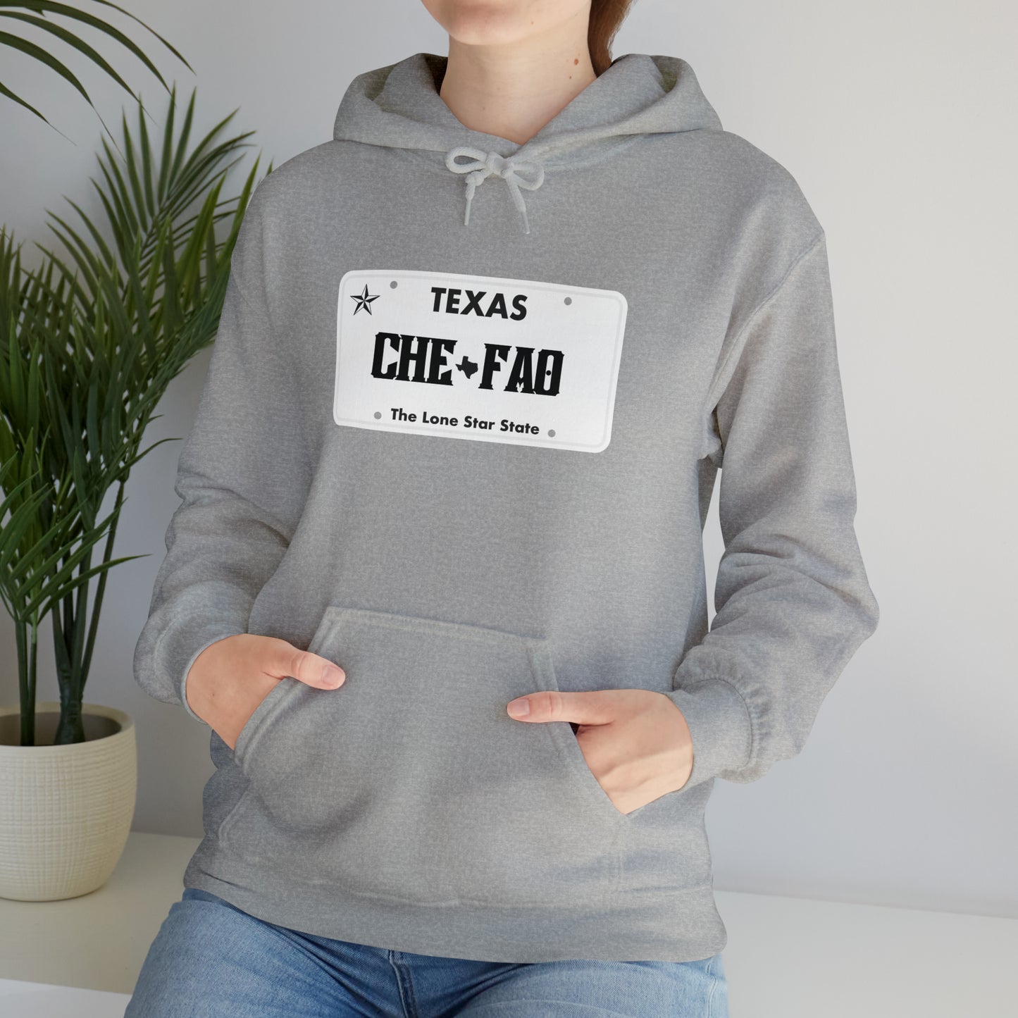 Chefao Texas License Plate I, Unisex Heavy Blend Hooded Sweatshirt