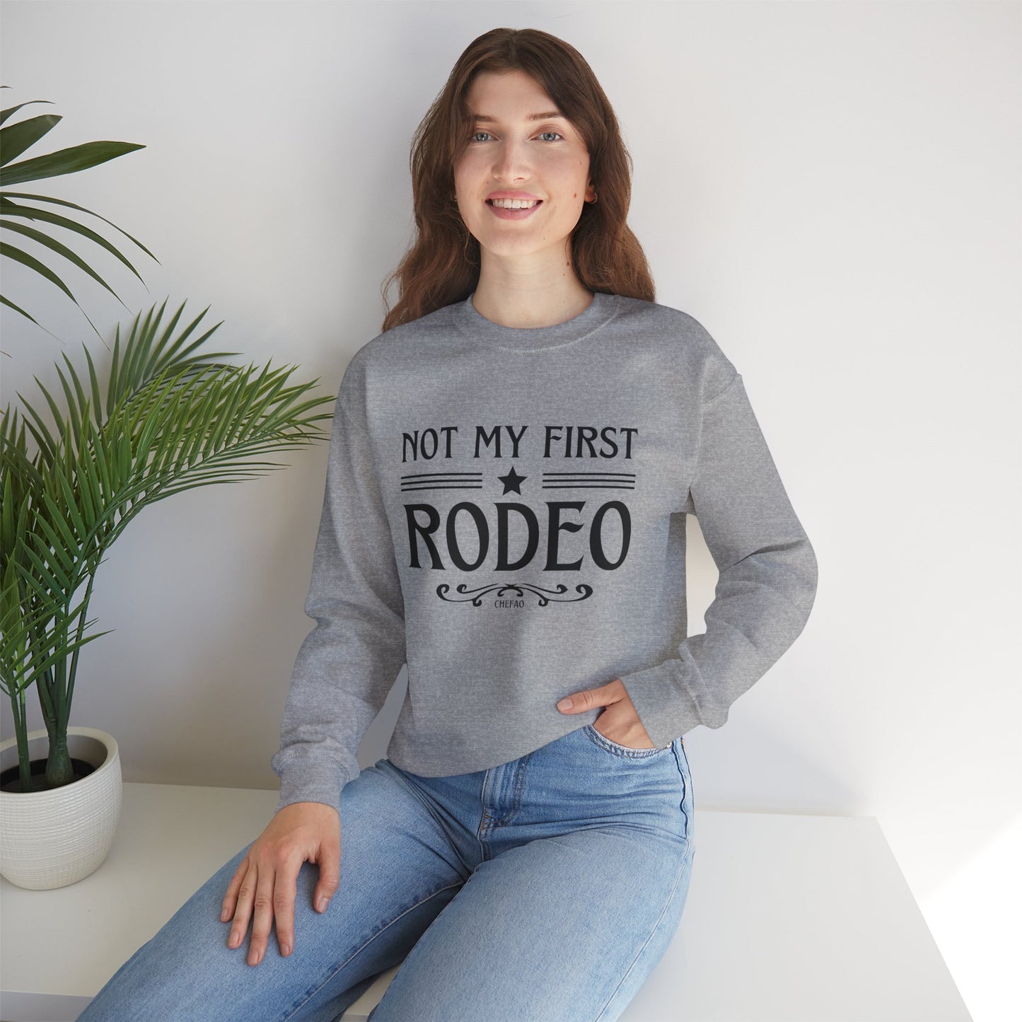 Not My First Rodeo, Unisex Heavy Blend Crewneck Sweatshirt