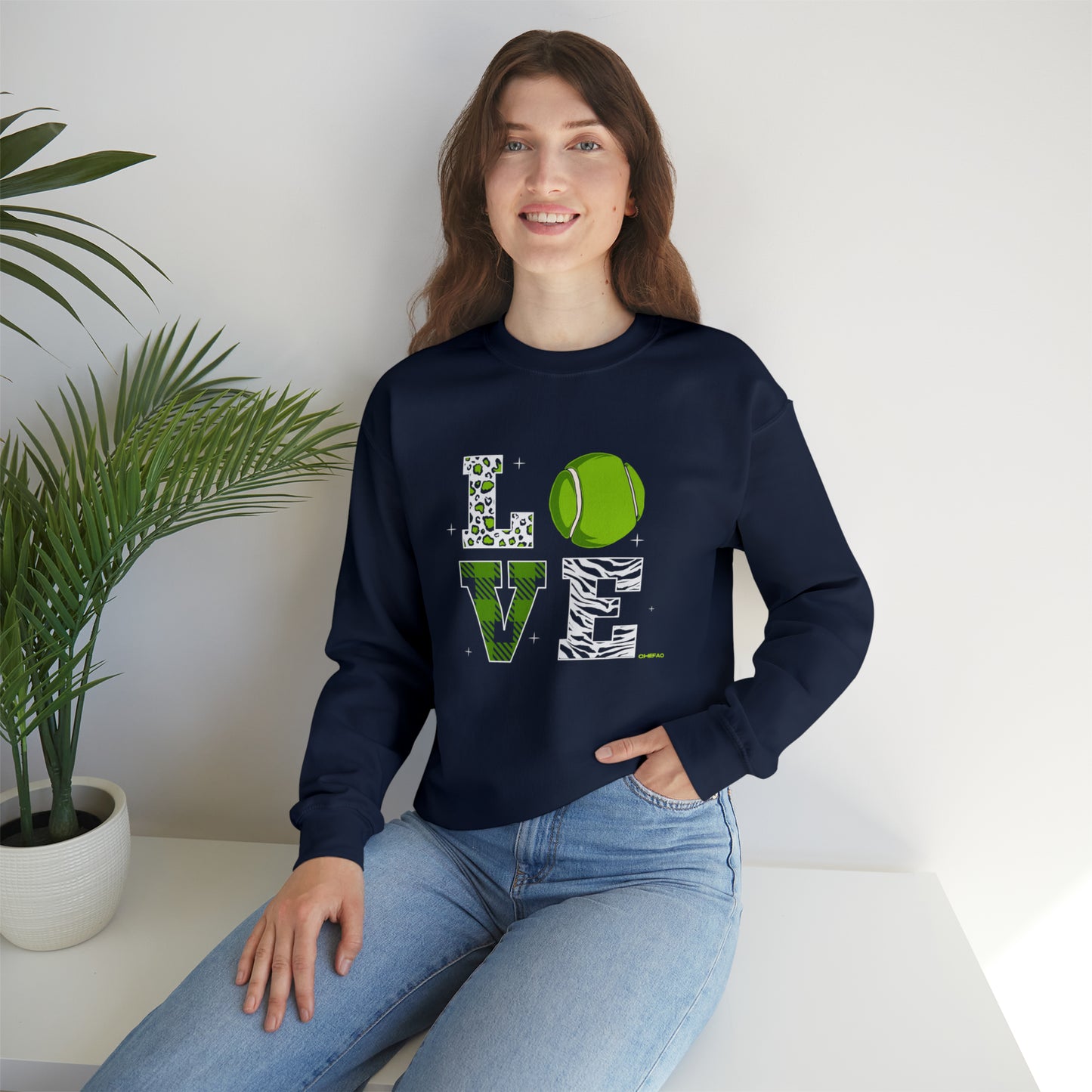 Chefao Love Tennis I, Unisex Heavy Blend Crewneck Sweatshirt