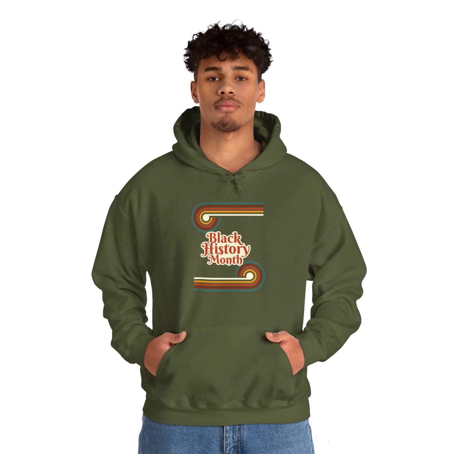 Chefao Retro Black History Month Emblem I, Unisex Heavy Blend Hooded Sweatshirt