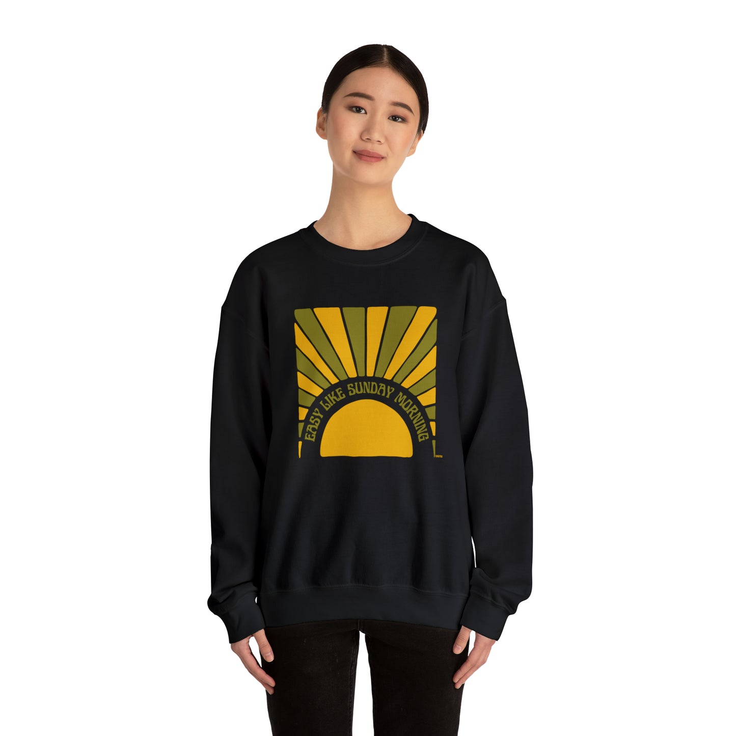 Easy Like Sunday Morning Green & Yellow, Unisex Heavy Blend Crewneck Sweatshirt