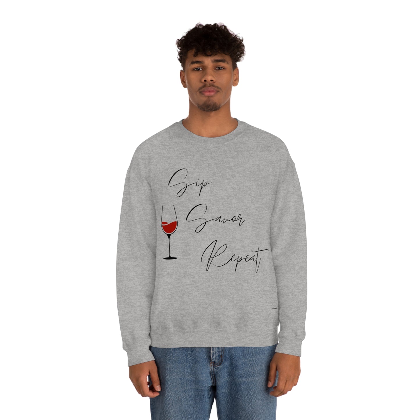 Sip, Savor, Repeat, Unisex Heavy Blend Crewneck Sweatshirt