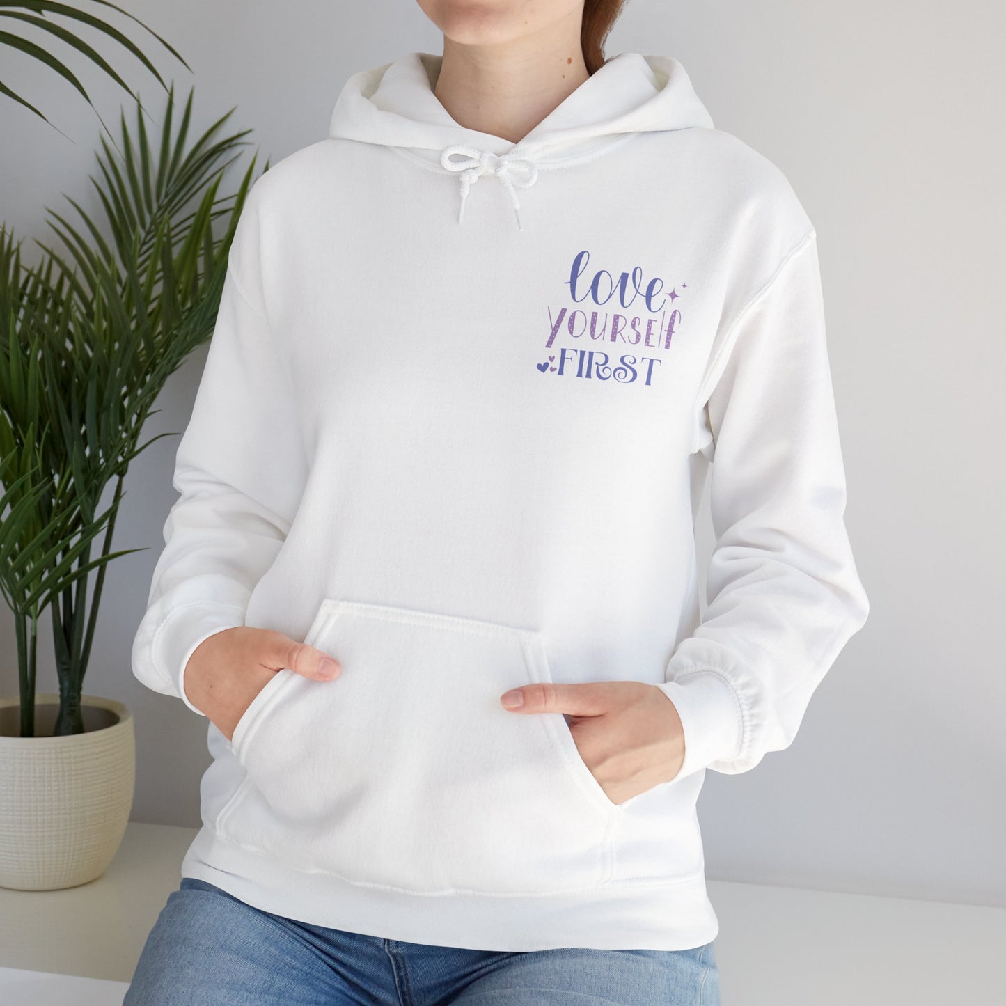 Love Yourself First I, Unisex Heavy Blend Hooded Sweatshirt